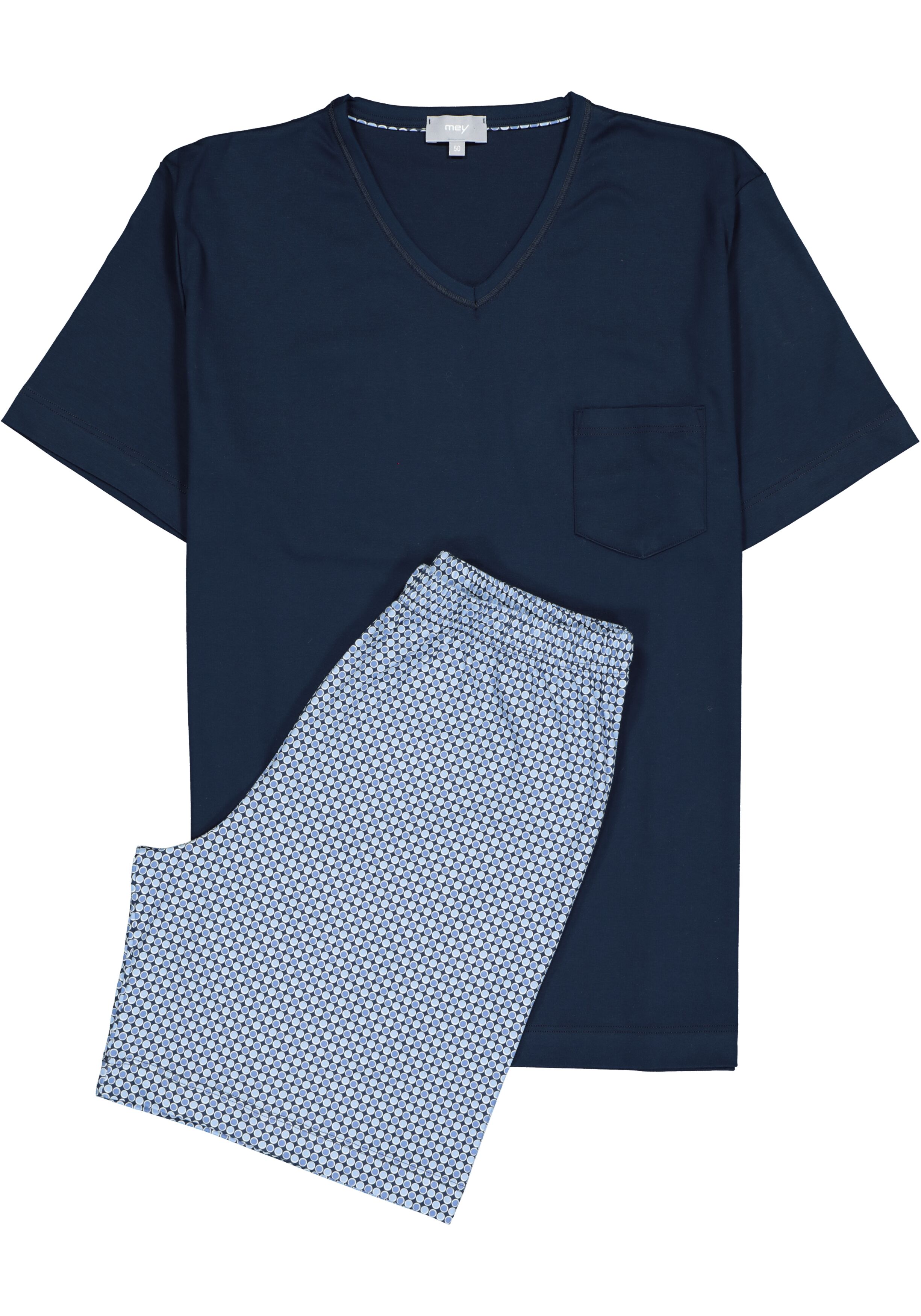 Mey heren shortama Clyde, blauw dessin