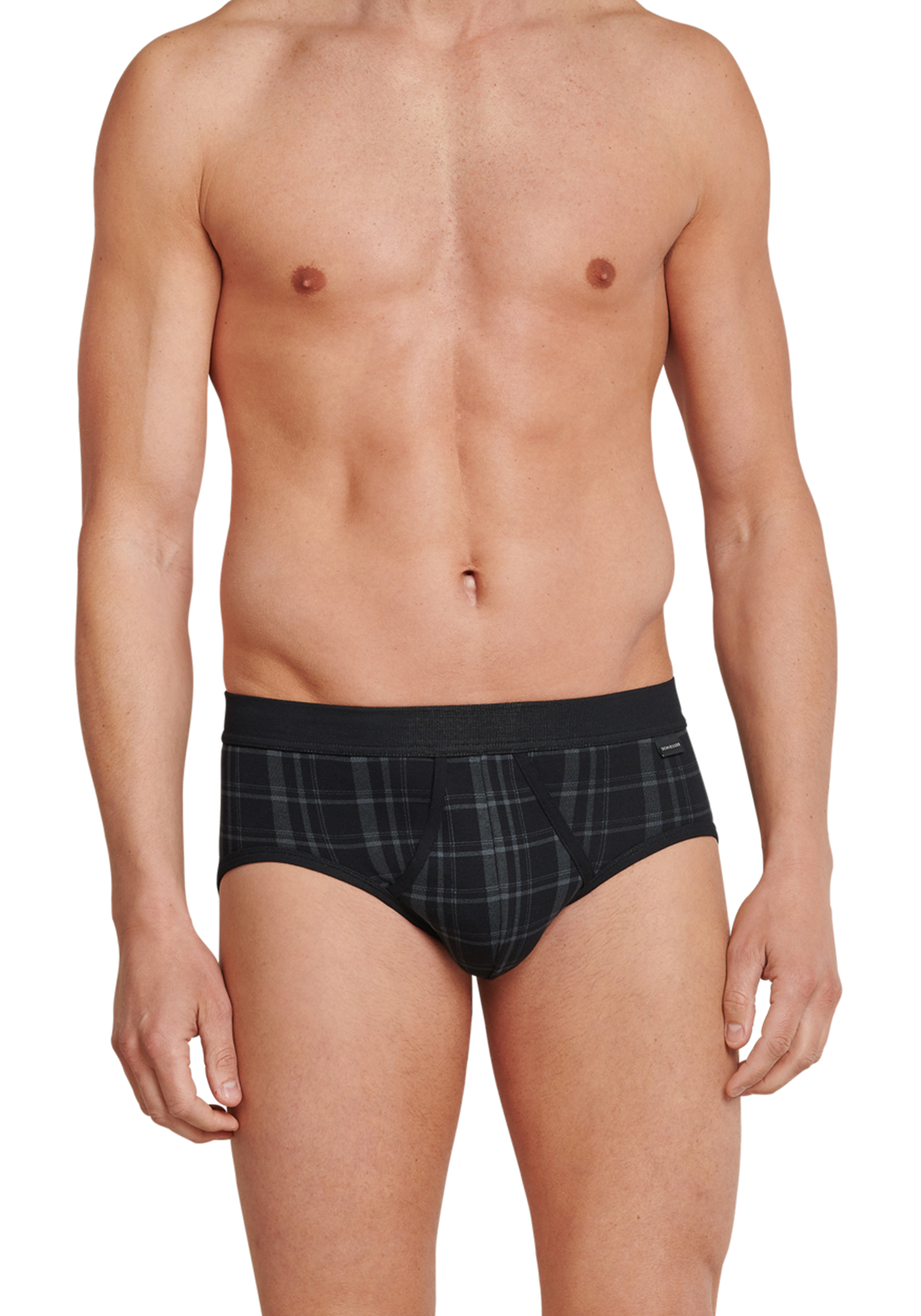 4-4007065656728-schiesser-slip-2p_HR SCHIESSER Original Classics sportslips (2-pack), Feinripp met gulp, zwart geruit
