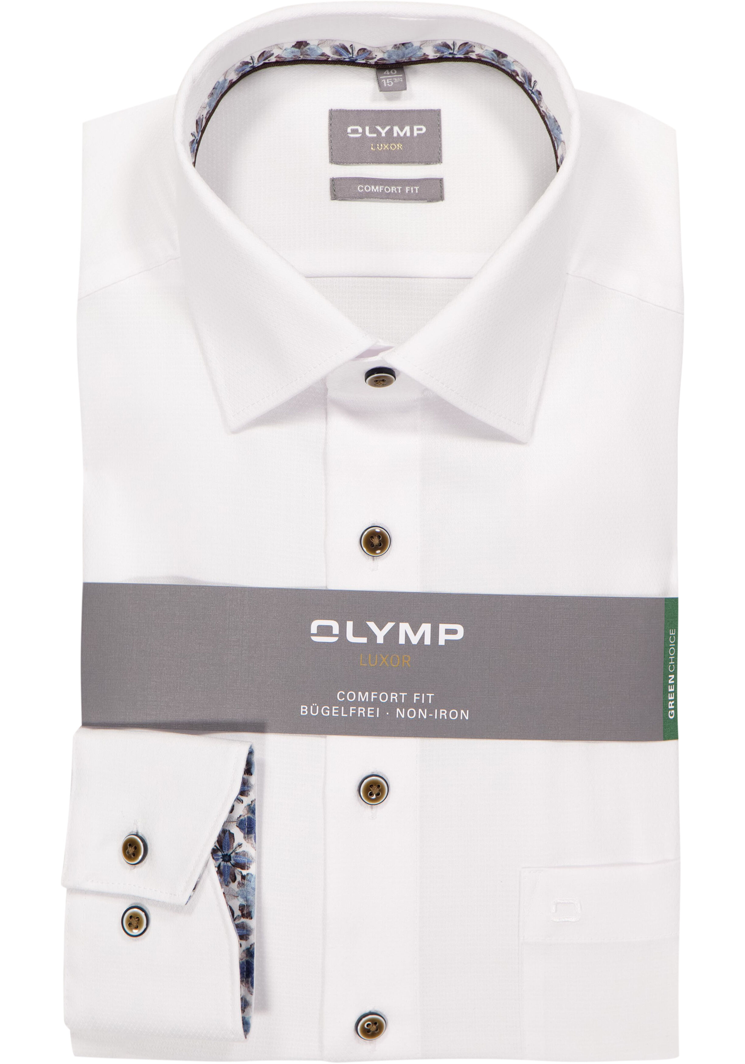 OLYMP Luxor comfort fit overhemd, structuur, wit