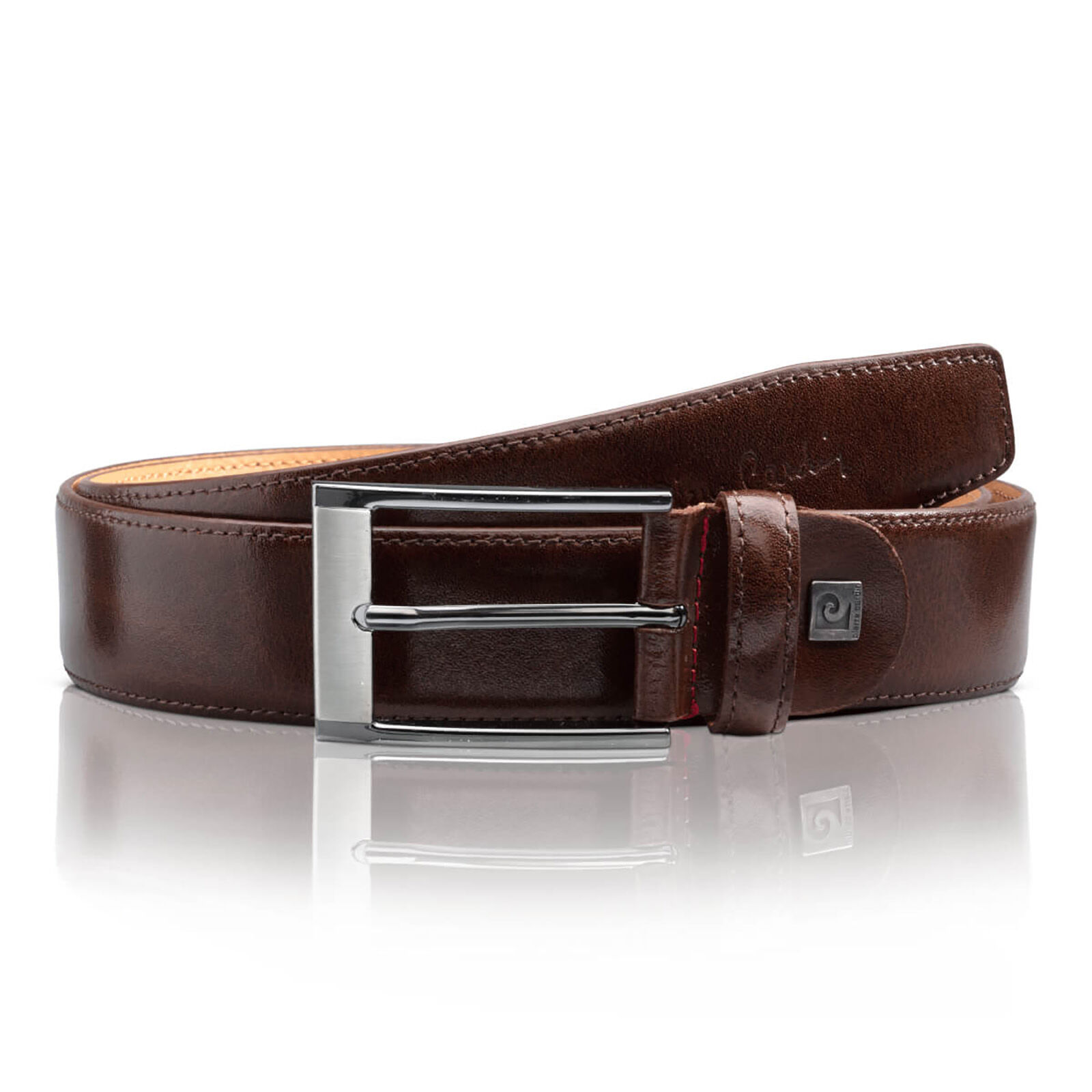 PIERRE CARDIN leren heren riem, mahonie bruin