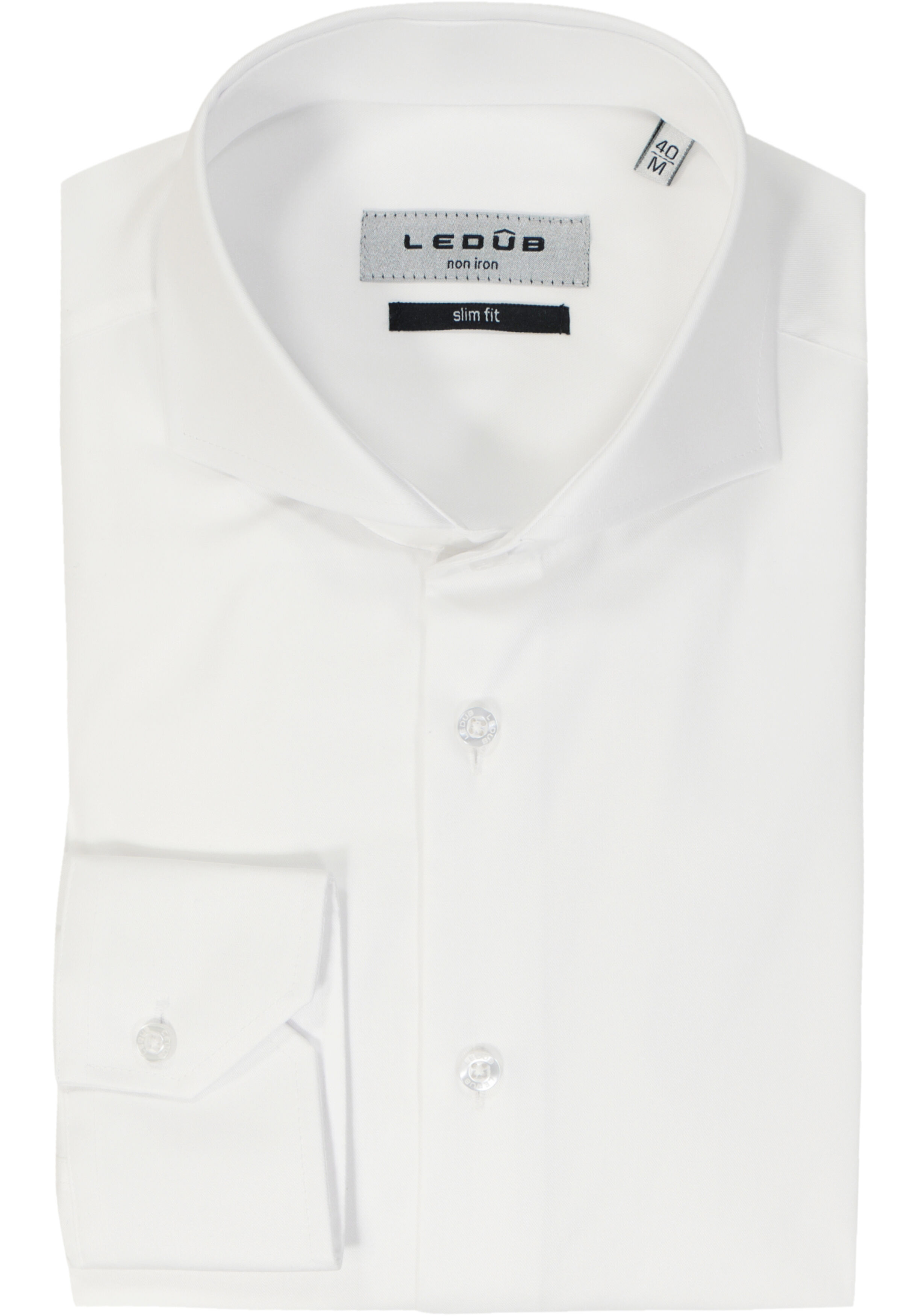 Ledub slim fit overhemd, wit  