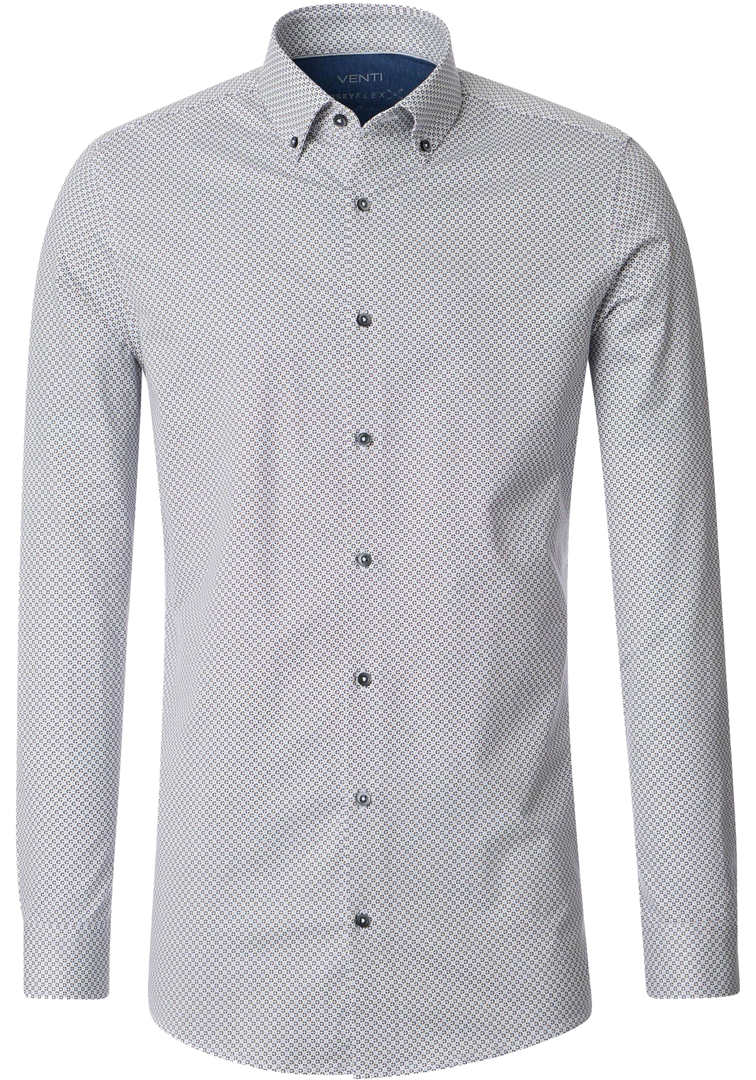 VENTI modern fit overhemd, jersey, bruin dessin