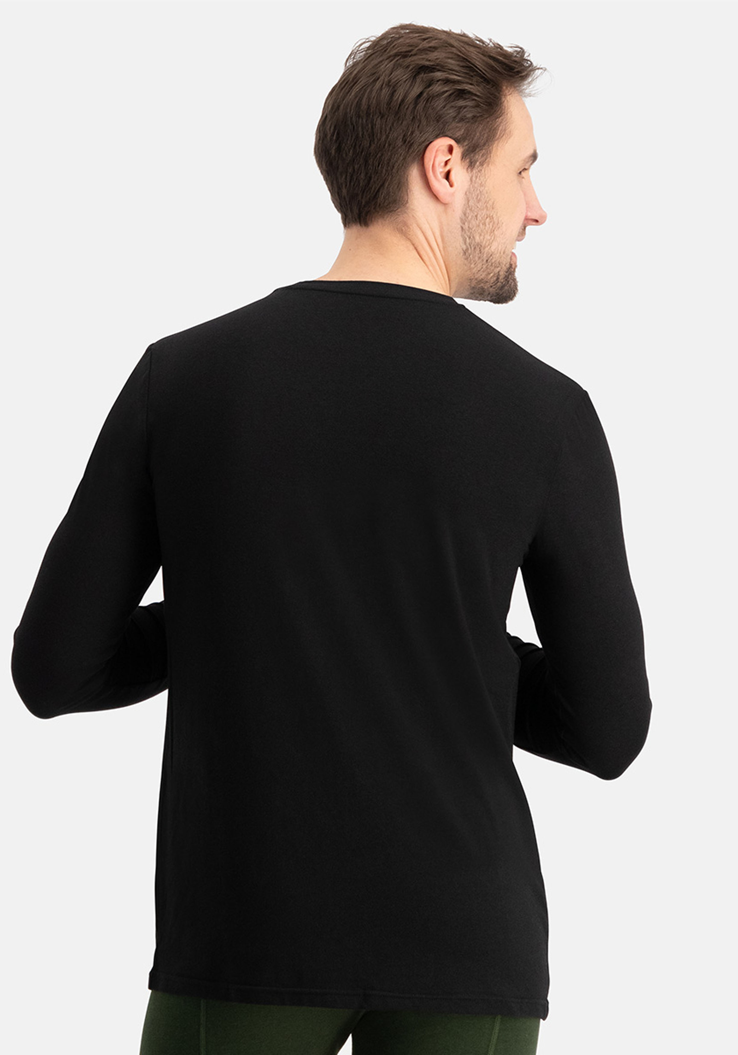 Bamboo Basics Ralph round neck longsleeve (2-pack), heren T-shirt, zwart