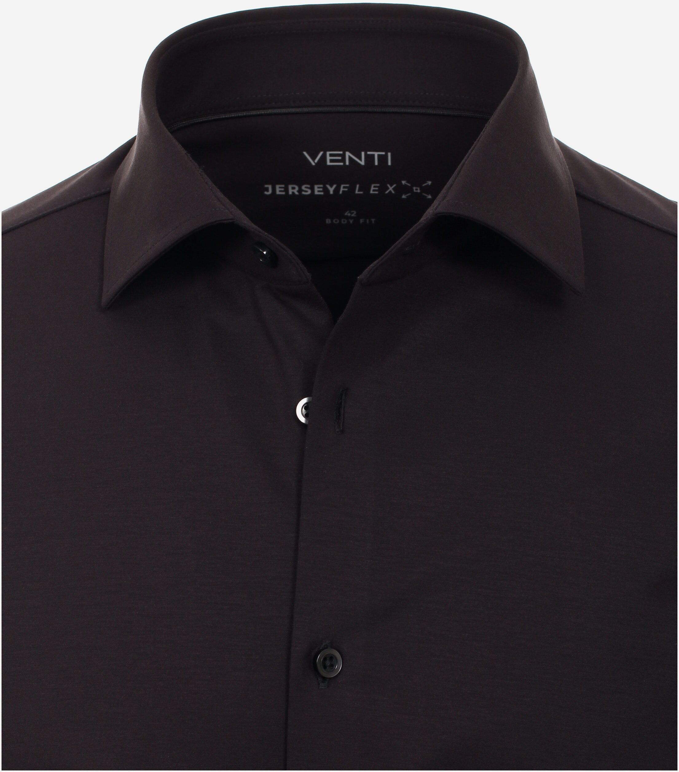 VENTI body fit overhemd, jersey, zwart