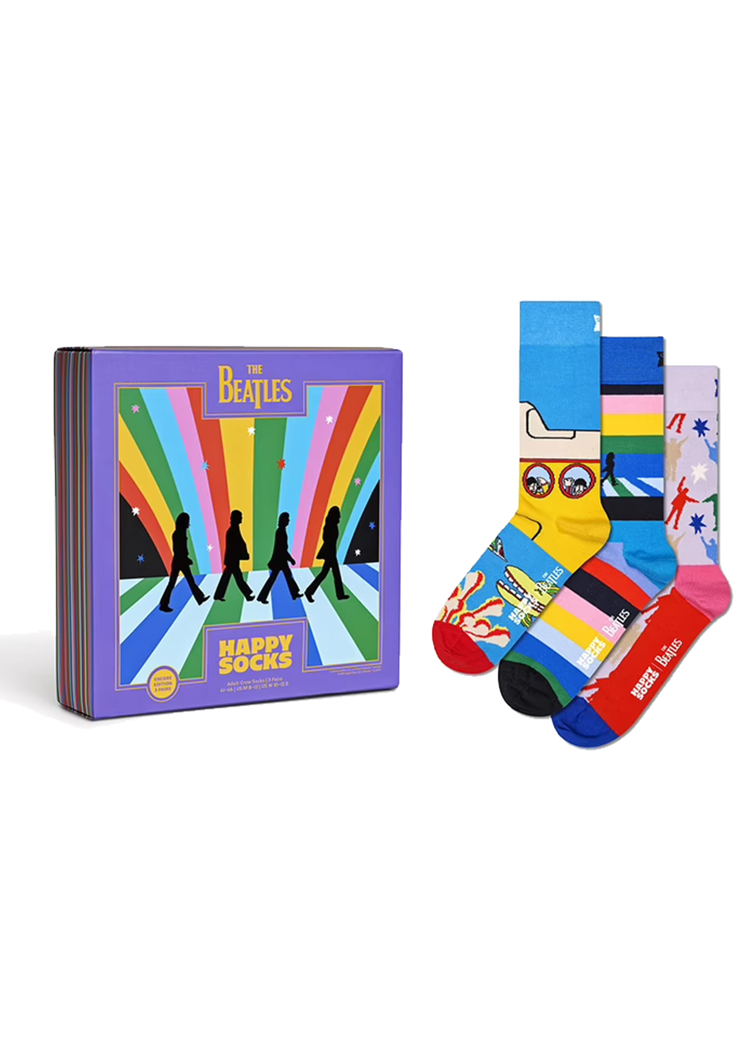 Happy Socks Beatles Socks Gift Set (3-pack), unisex sokken in cadeauverpakking, turquoise