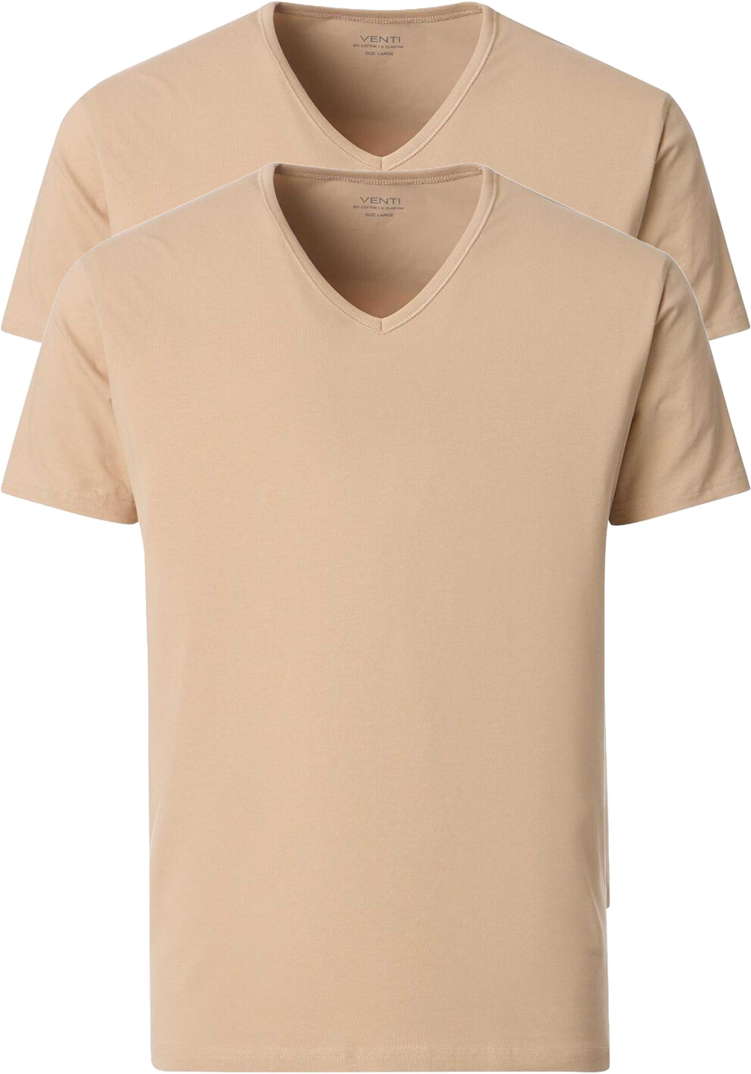 VENTI modern fit heren T-shirt (2-pack), beige