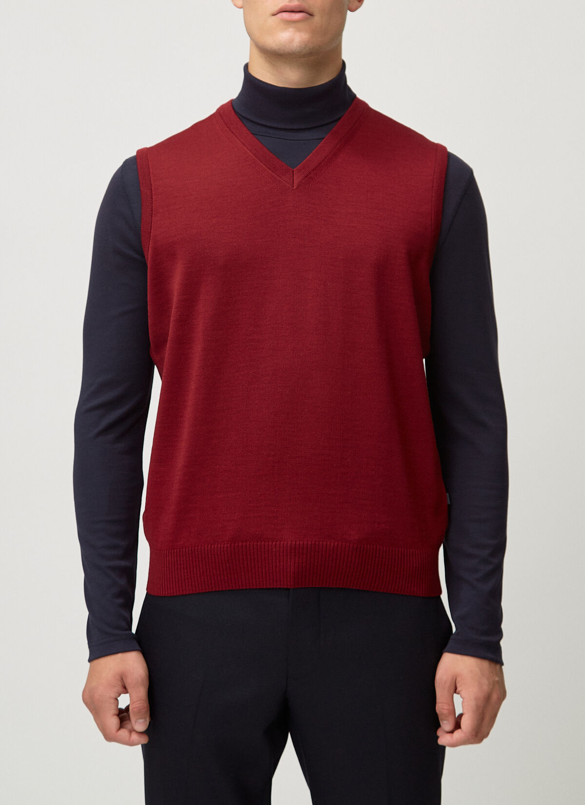 MAERZ Classic Fit heren spencer wol, wijnrood