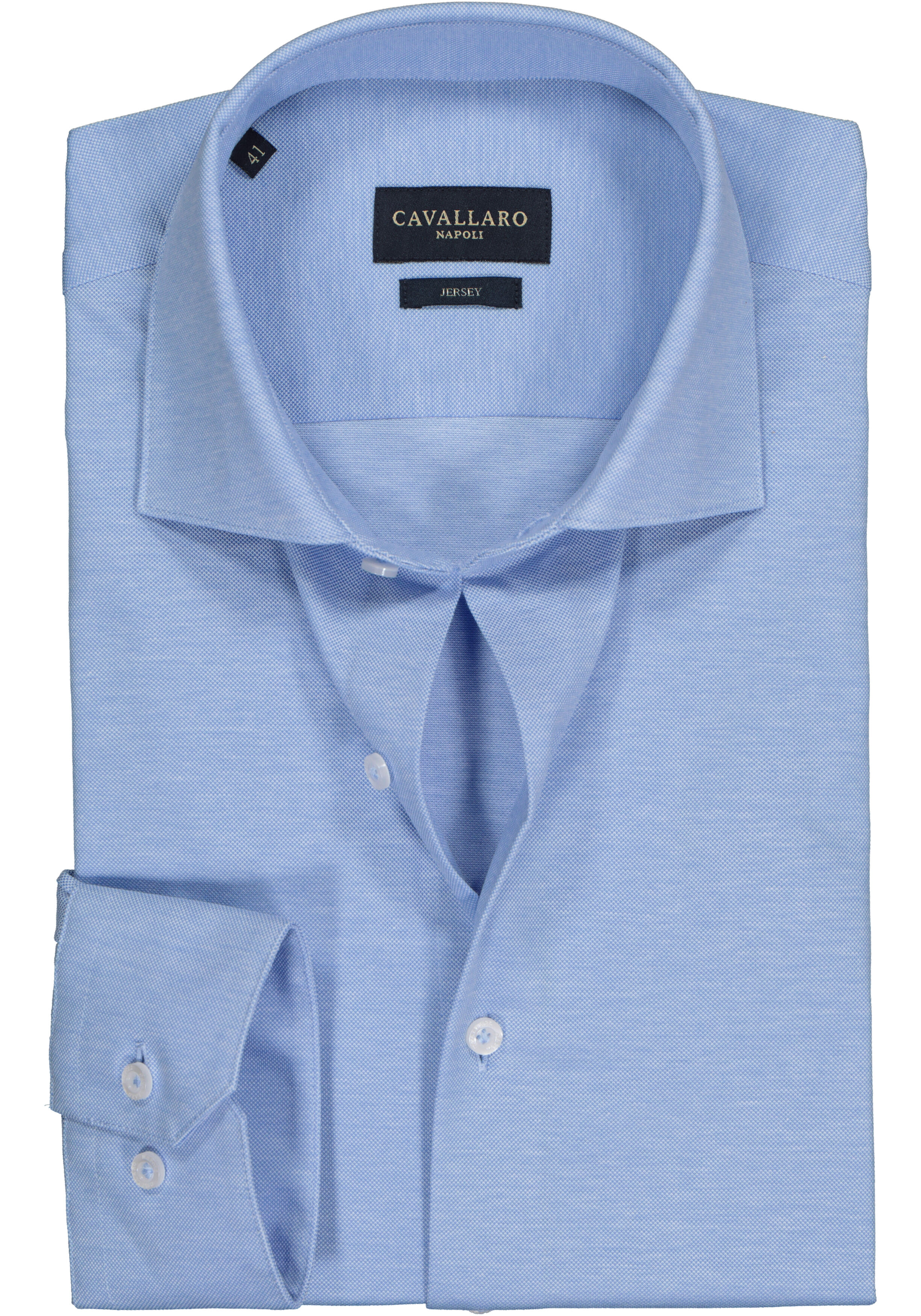 Cavallaro Napoli slim fit overhemd, tricot, lichtblauw
