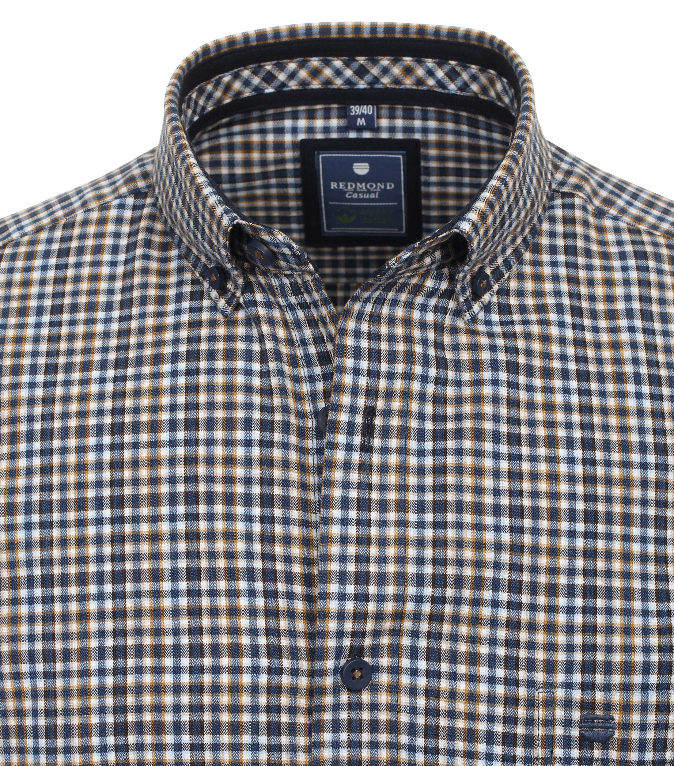 Redmond comfort fit overhemd, twill, bruin geruit - 242065111-30