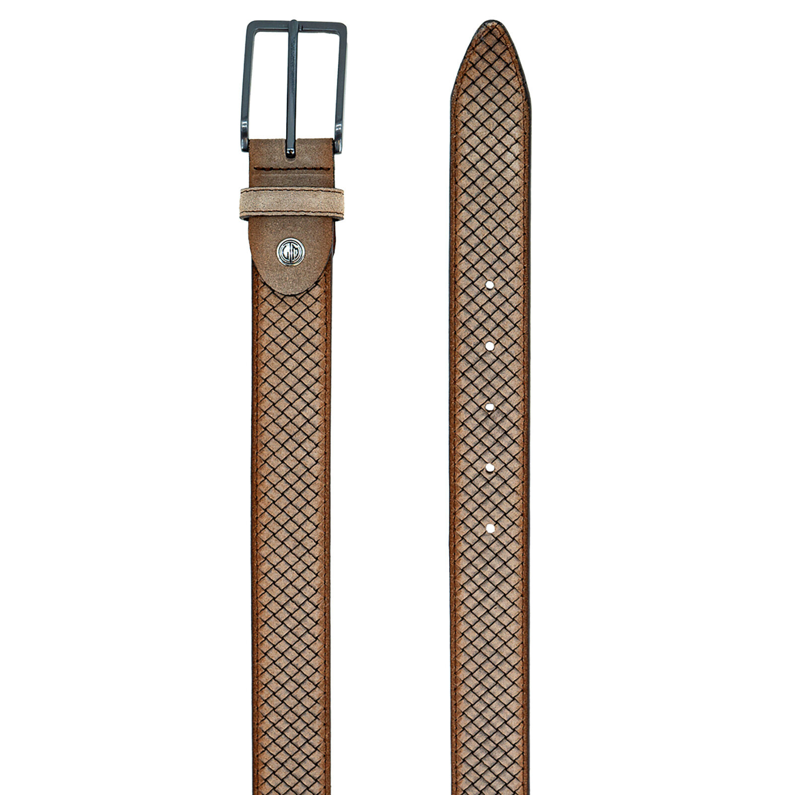 LINDENMANN leren heren riem, grijs