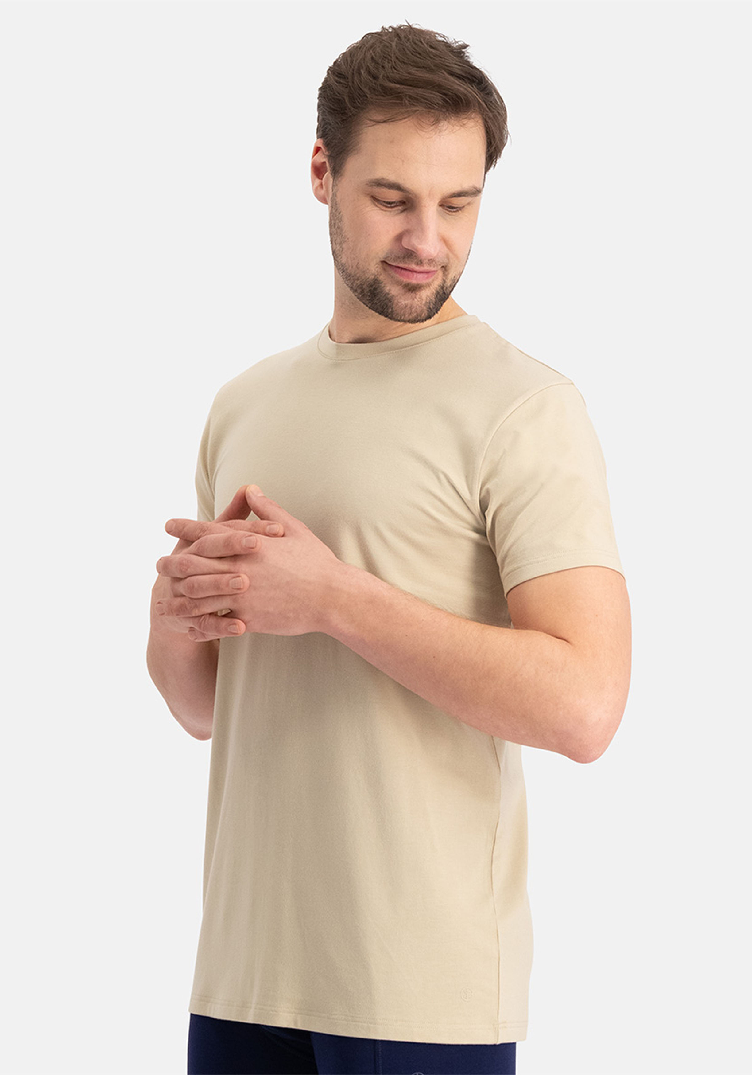 Bamboo Basics Ruben round neck T-shirt (2-pack), heren T-shirt O-hals, licht kaki