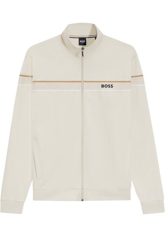 BOSS Iconic Jacket, heren lounge vest, wit BOSS Iconic Jacket, heren lounge vest, wit