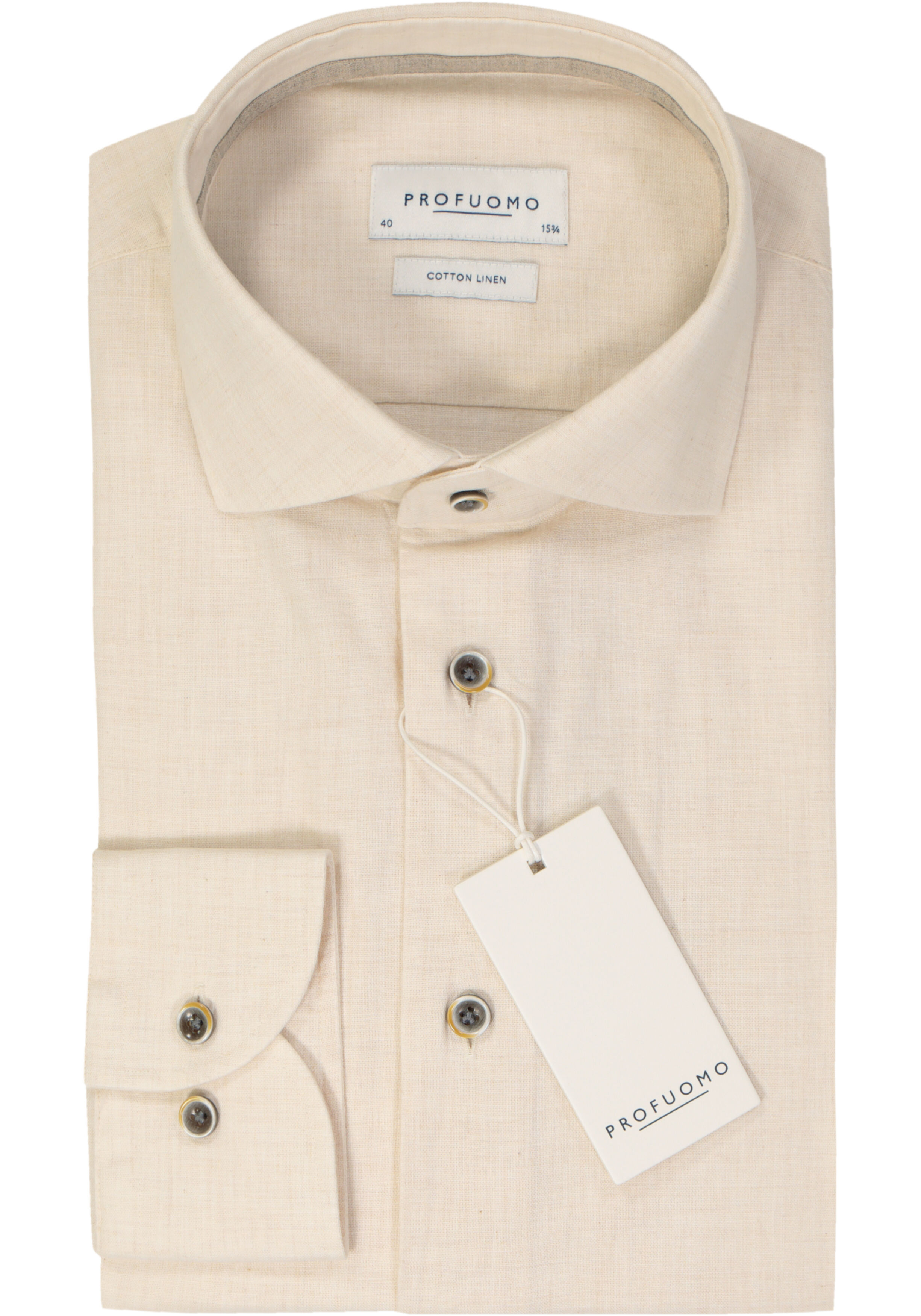 Profuomo slim fit heren overhemd, Oxford, off white