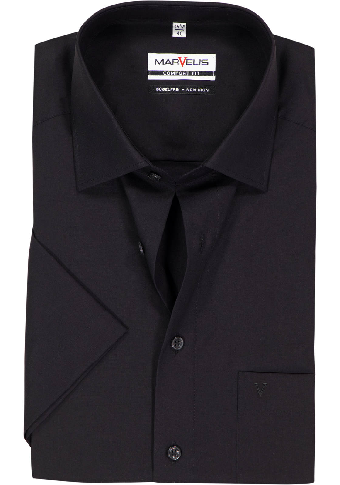 MARVELIS comfort fit overhemd, korte mouw, zwart MARVELIS comfort fit overhemd, korte mouw, zwart