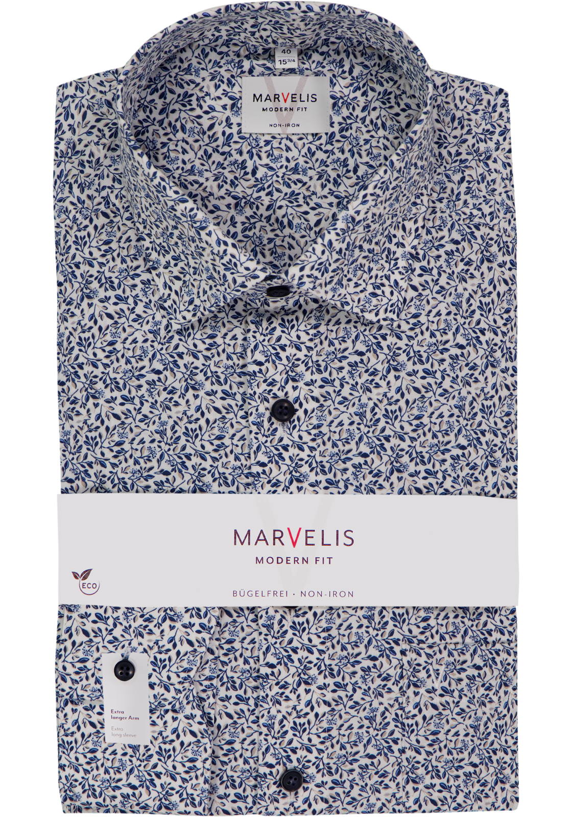 MARVELIS modern fit overhemd, mouwlengte 7, popeline, beige dessin MARVELIS modern fit overhemd, mouwlengte 7, popeline, beige dessin