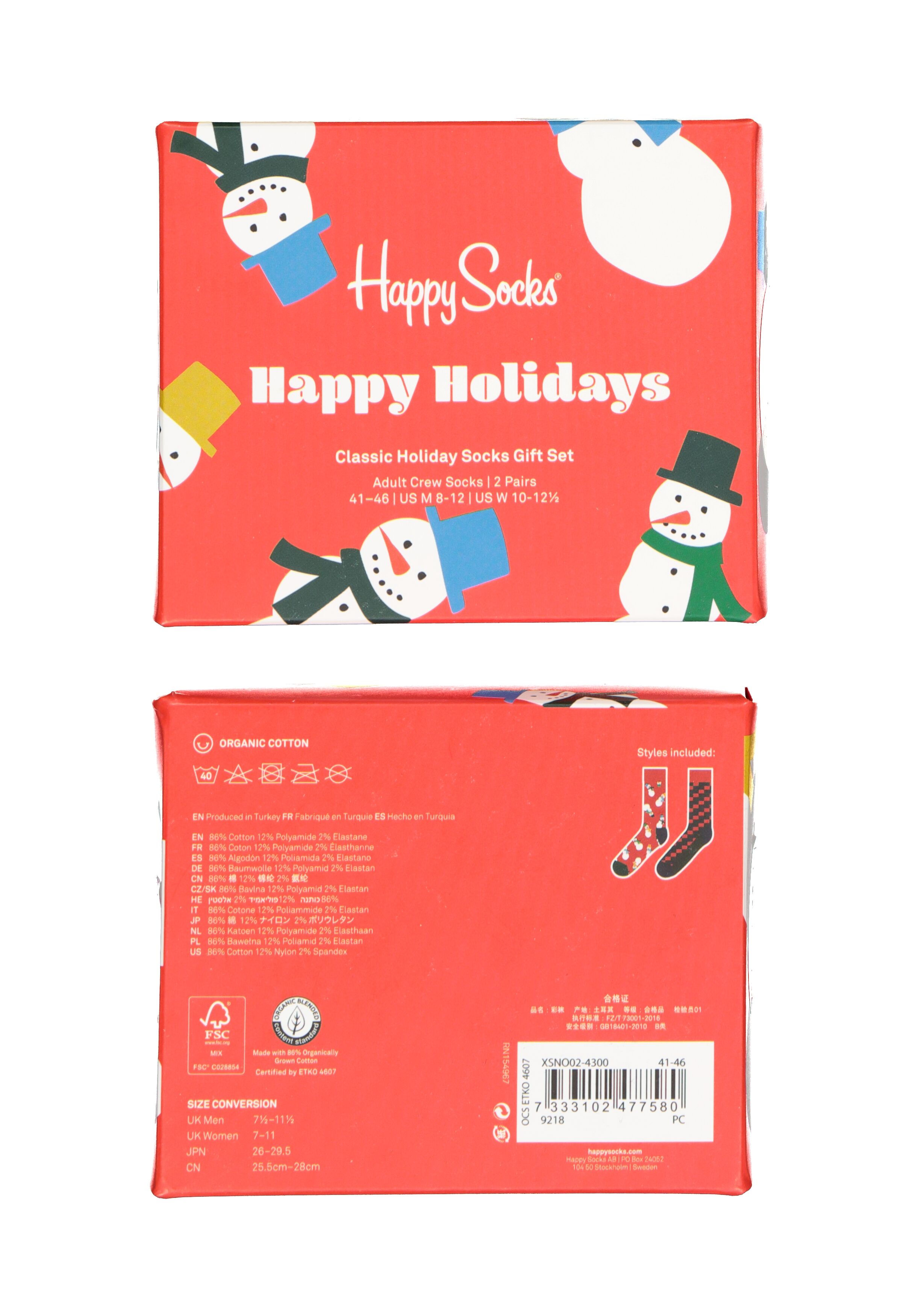 Happy Socks Snowman Socks Gift Set (2-pack), unisex sokken, sneeuwpoppen