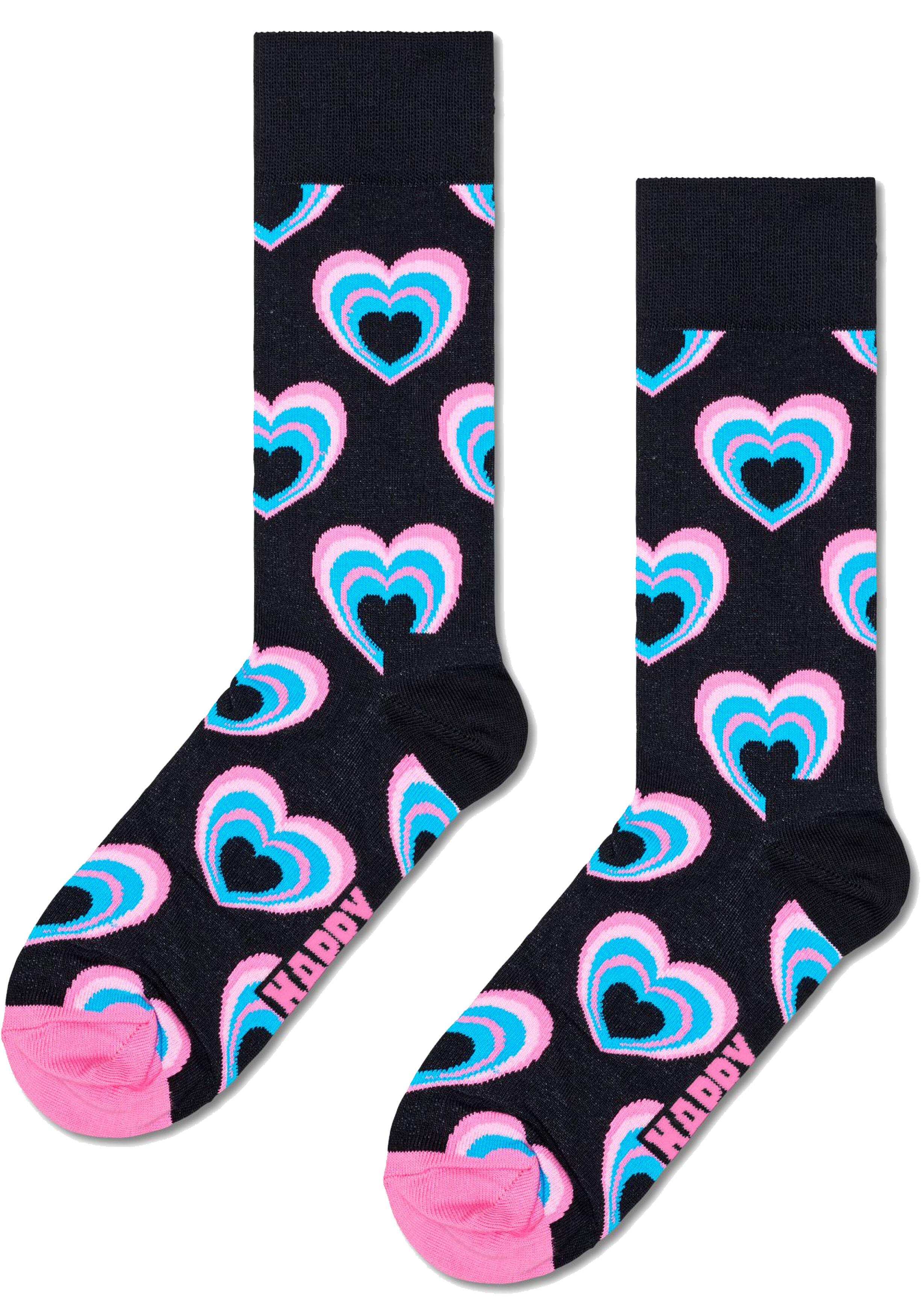 Happy Socks Heart In Heart Sock, unisex sokken, zwart