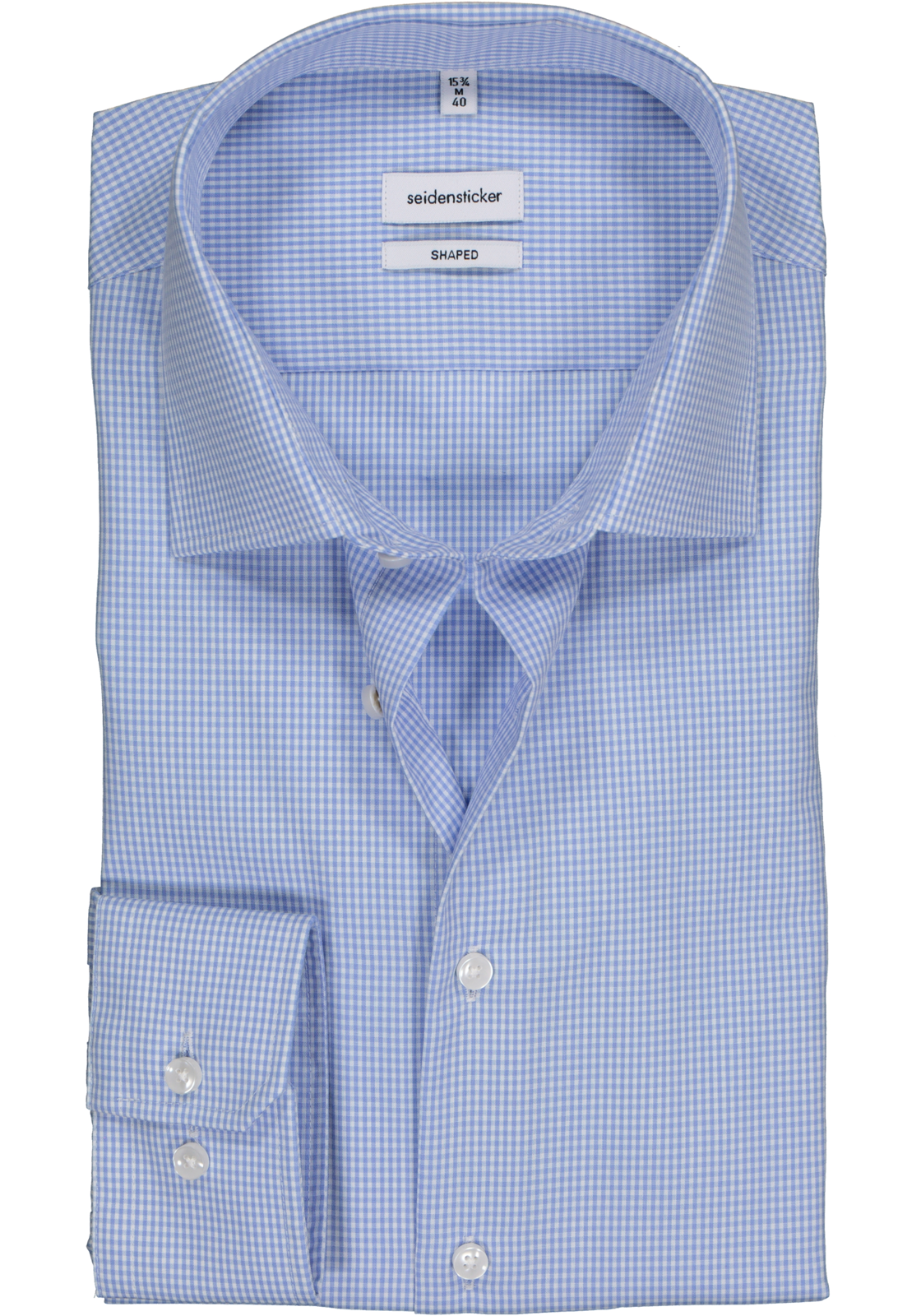 1-4048872000342_seidensticker-overhemd_HR Seidensticker shaped fit overhemd, lichtblauw met wit geruit