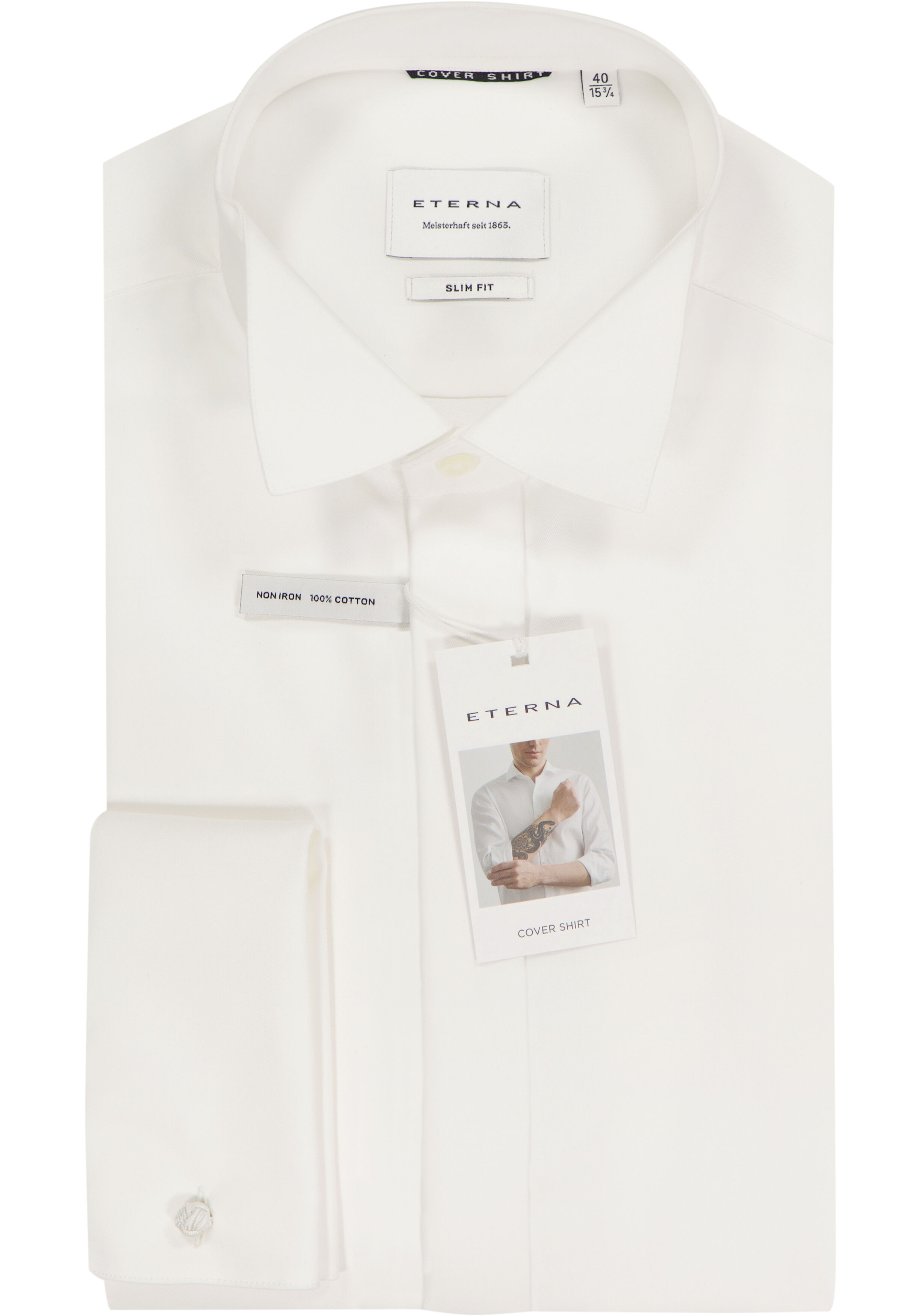 ETERNA slim fit overhemd, twill, ecru