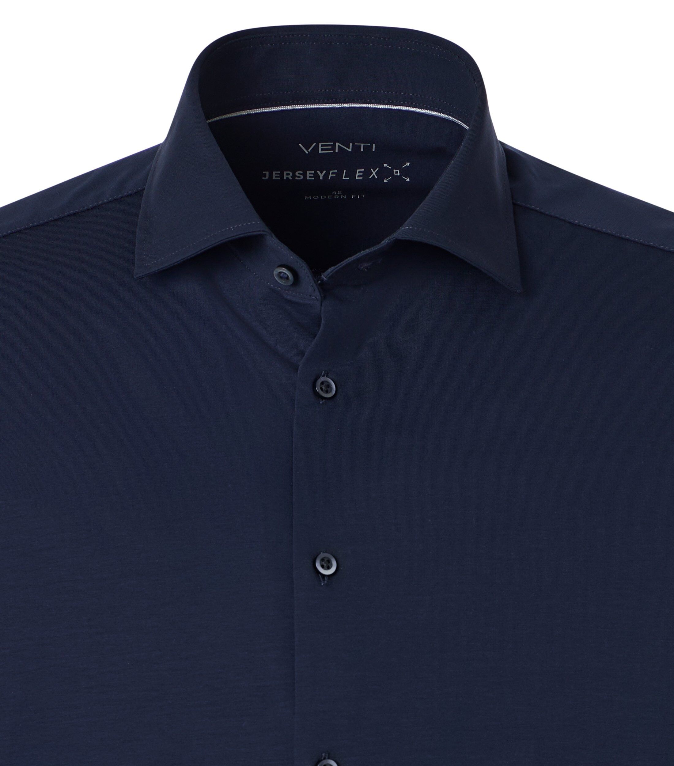 VENTI modern fit Jerseyflex overhemd, korte mouw, jersey, donkerblauw