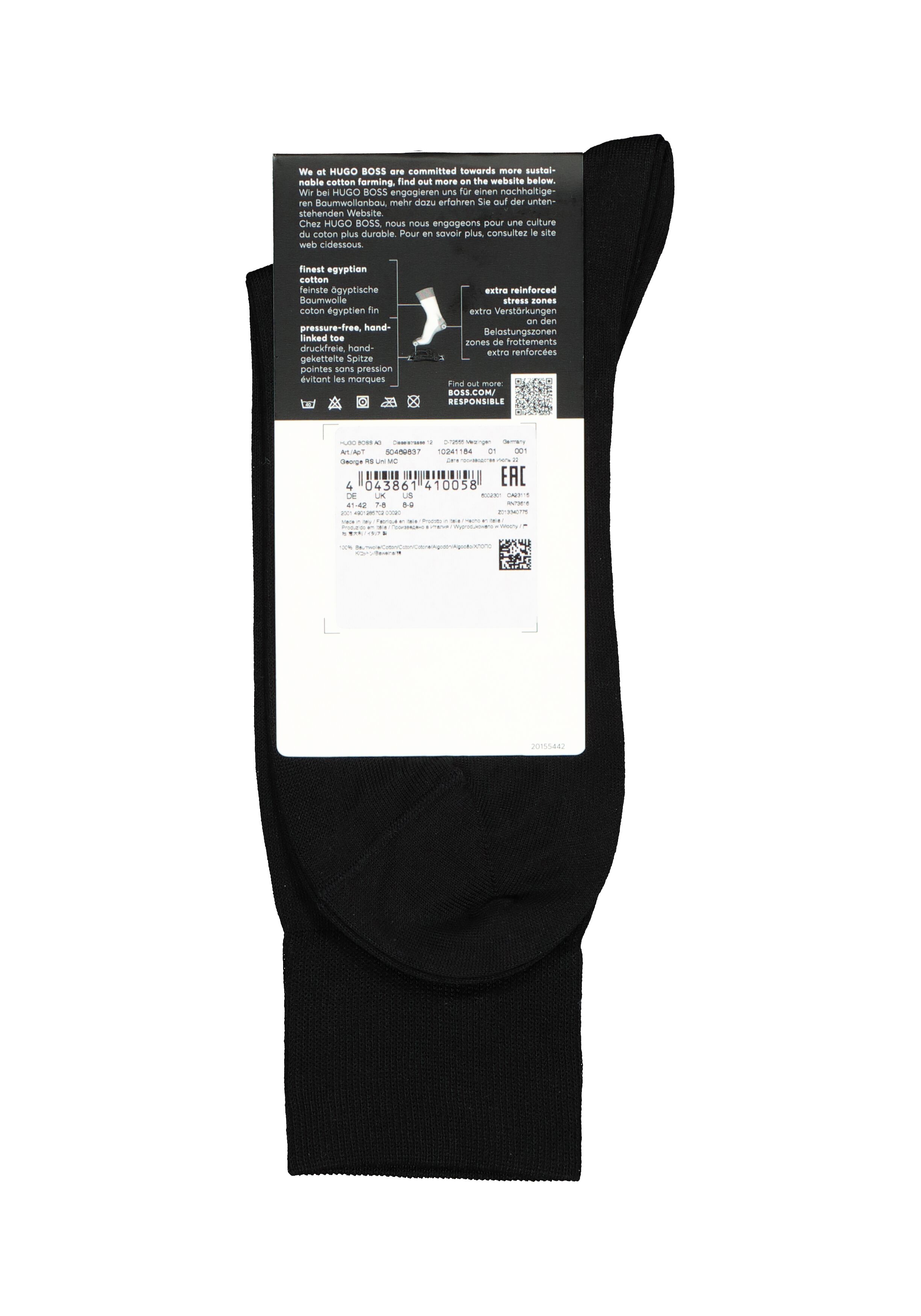 BOSS George uni (1-pack), herensokken katoen, zwart