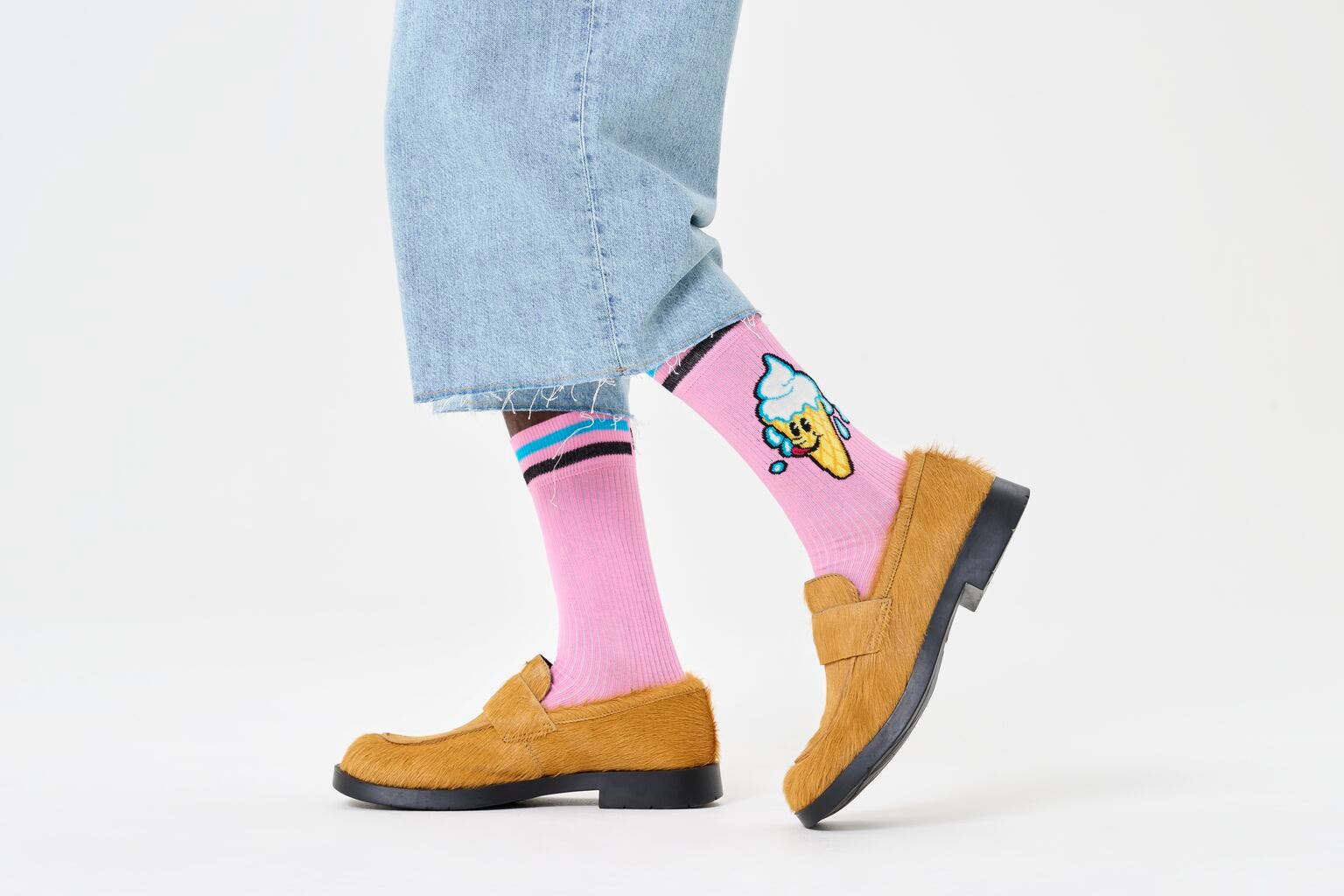 Happy Socks Ice Cream Sock, unisex sokken, roze