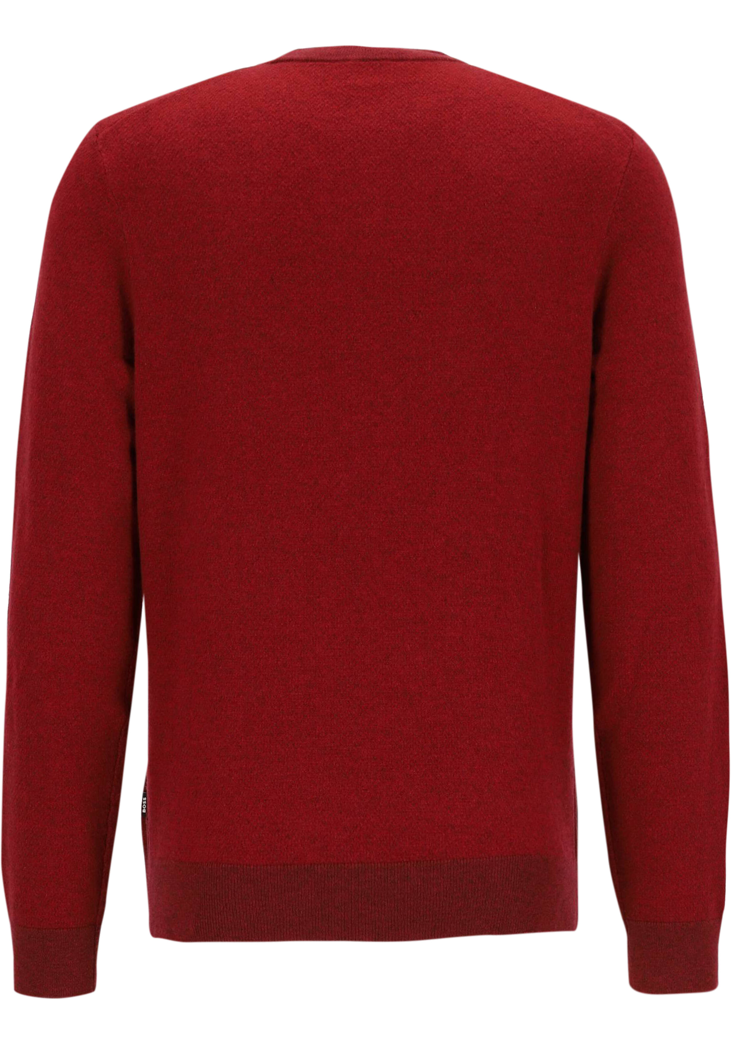 BOSS Hestro regular fit trui wolmengsel, heren trui middeldik O-hals, rood