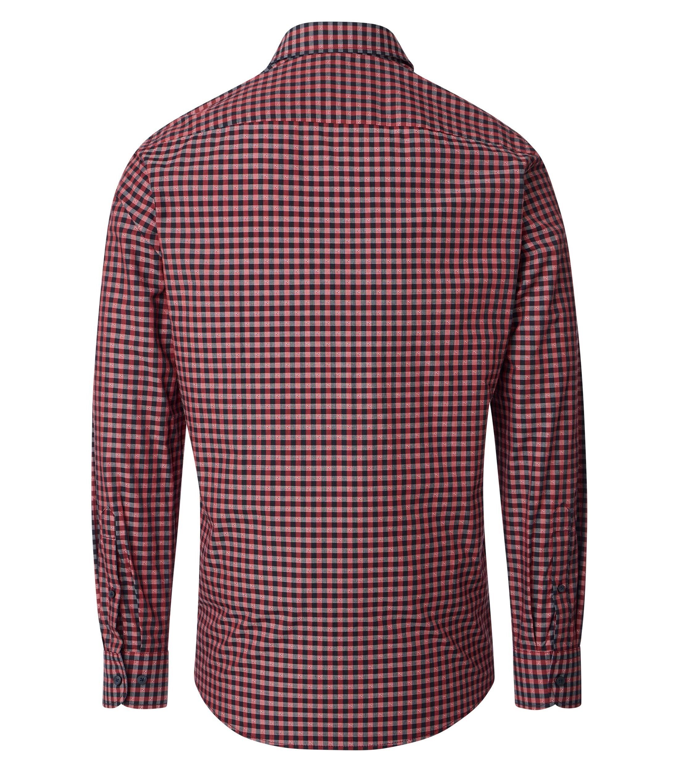 CASA MODA Sport casual fit overhemd, dobby, blauw met rood geruit