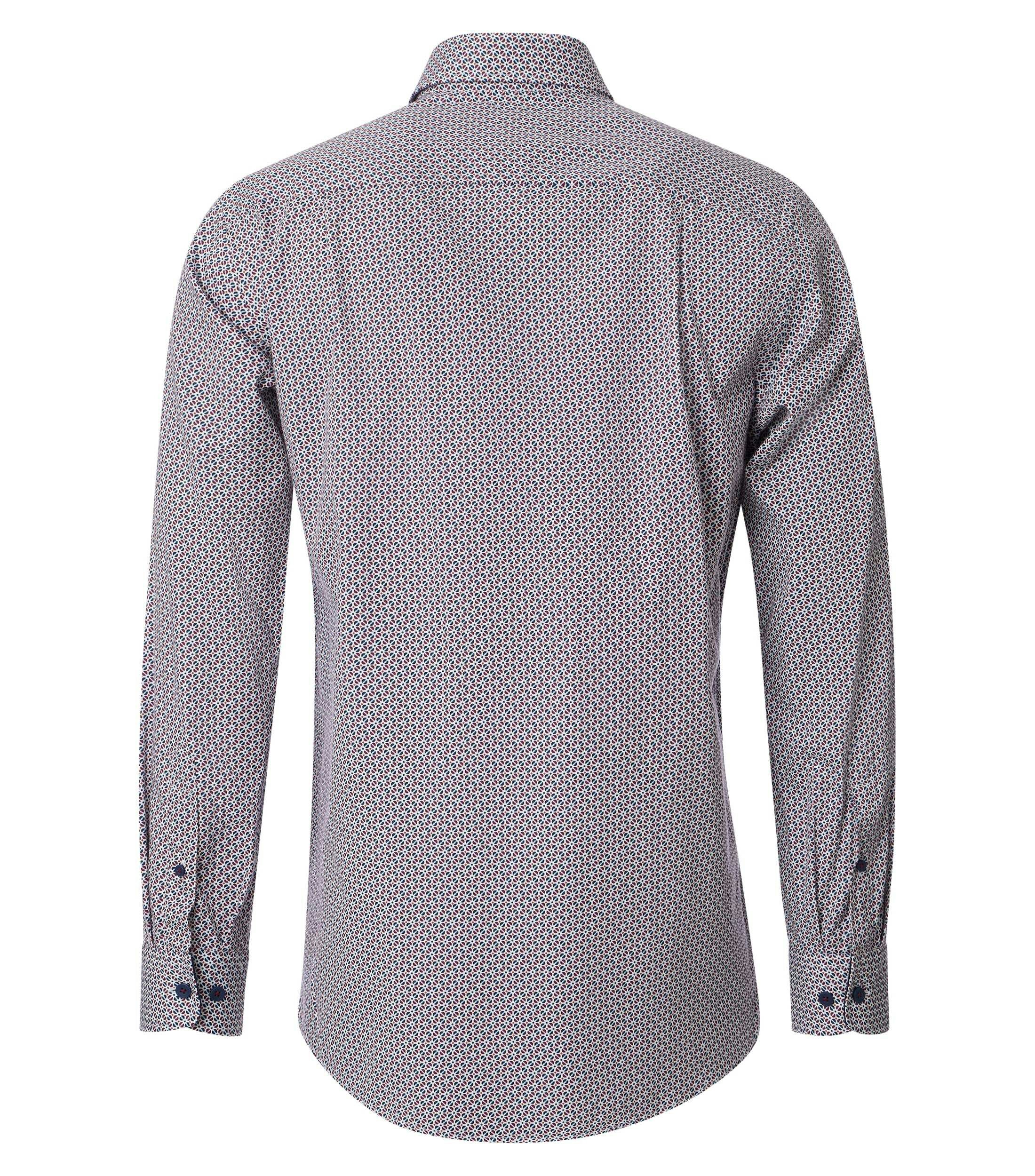 Redmond comfort fit overhemd, popeline, rood dessin
