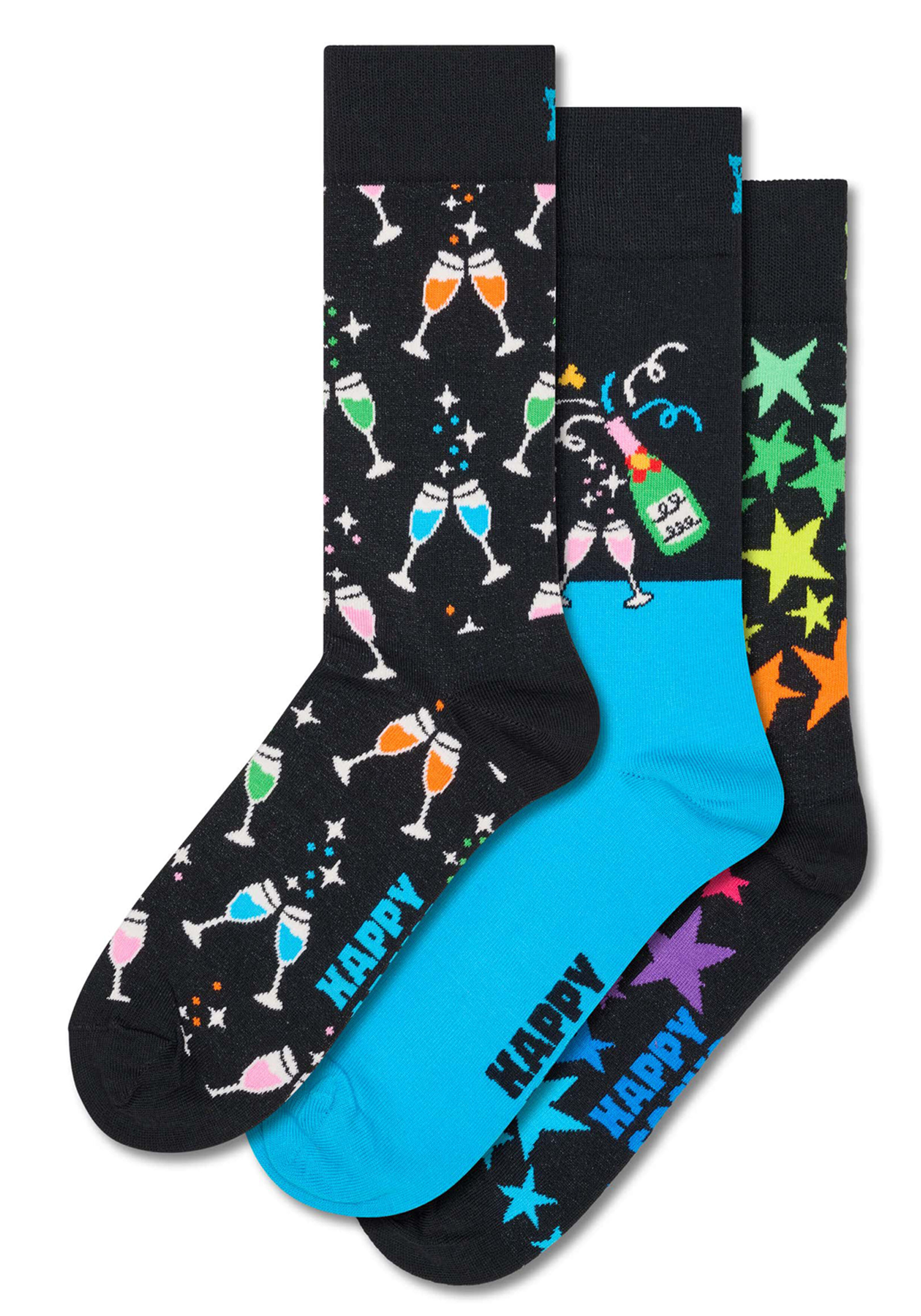 Happy Socks Celebrations Socks Gift Set (3-pack), unisex sokken in cadeauverpakking, zwart