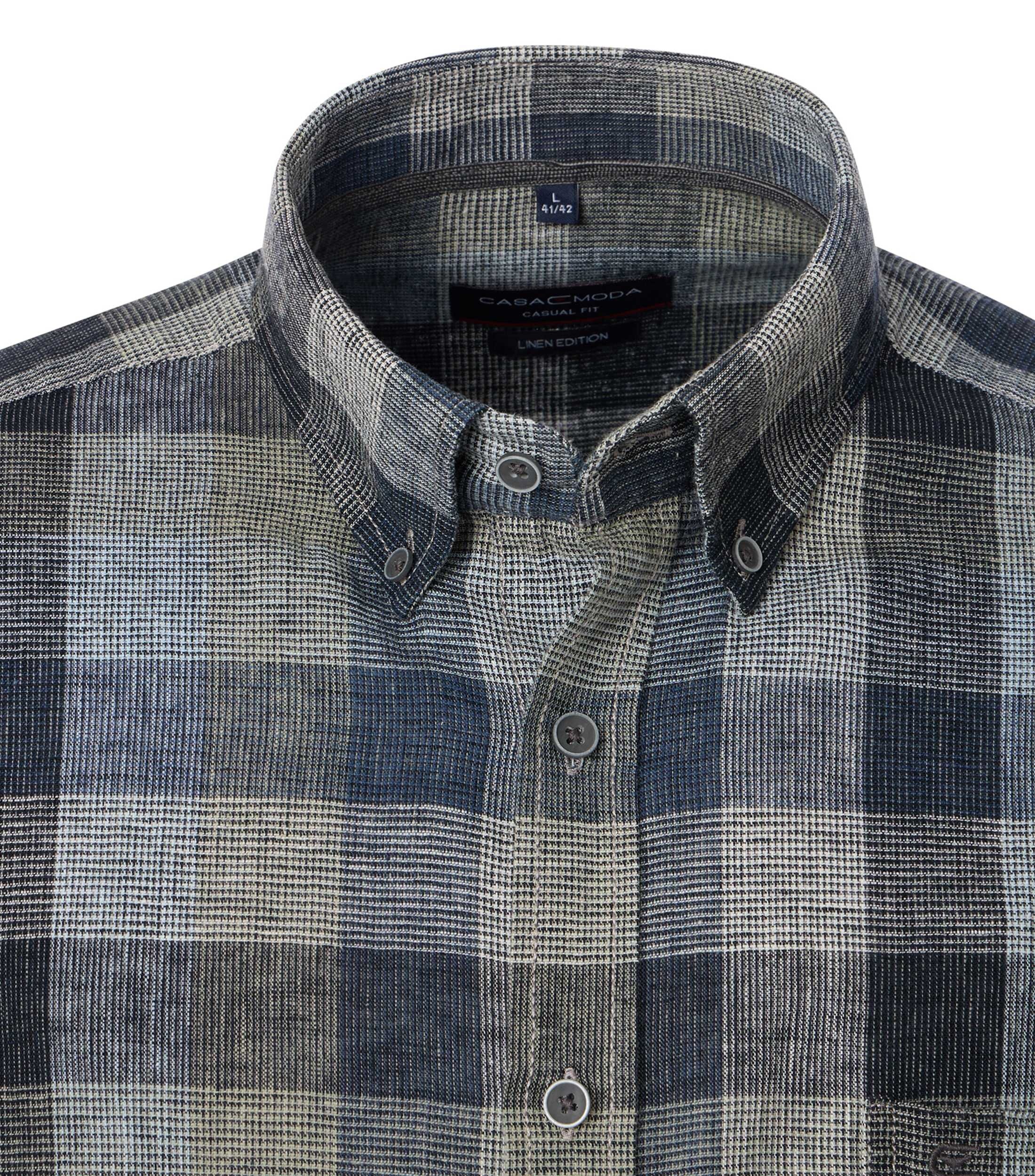 CASA MODA Sport casual fit overhemd, structuur, blauw, grijs, beige geruit