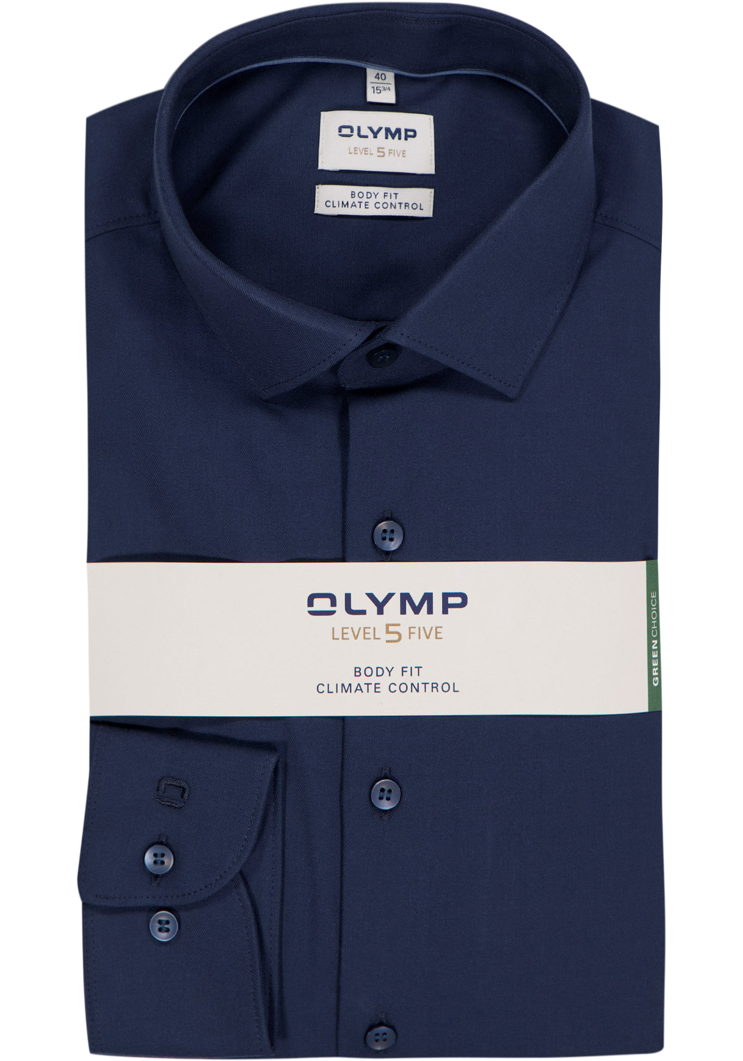 OLYMP 24/7 Level 5 body fit overhemd, twill, marine blauw