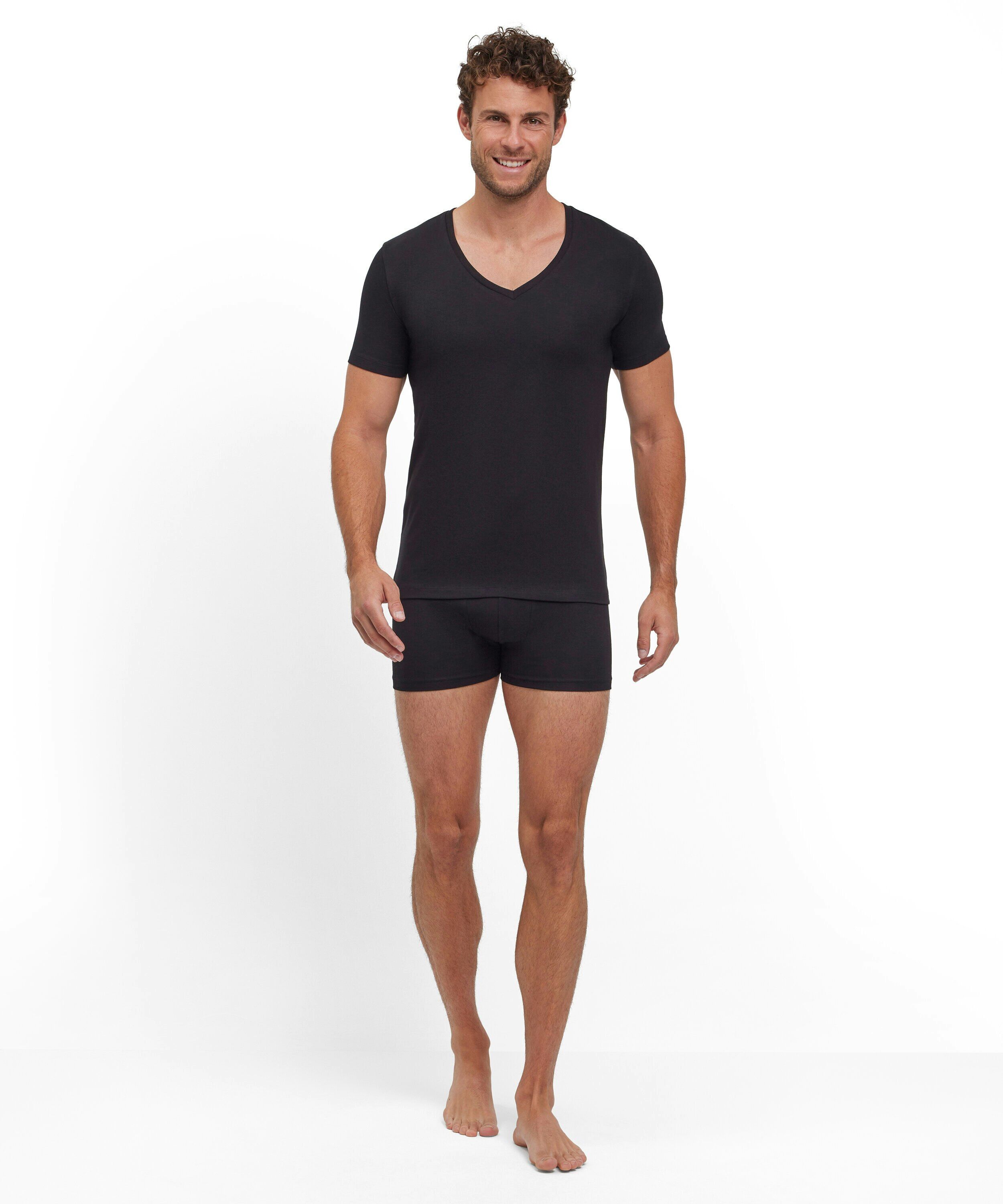 FALKE 2-pack heren T-shirt Daily Comfort, korte mouw, zwart (black)