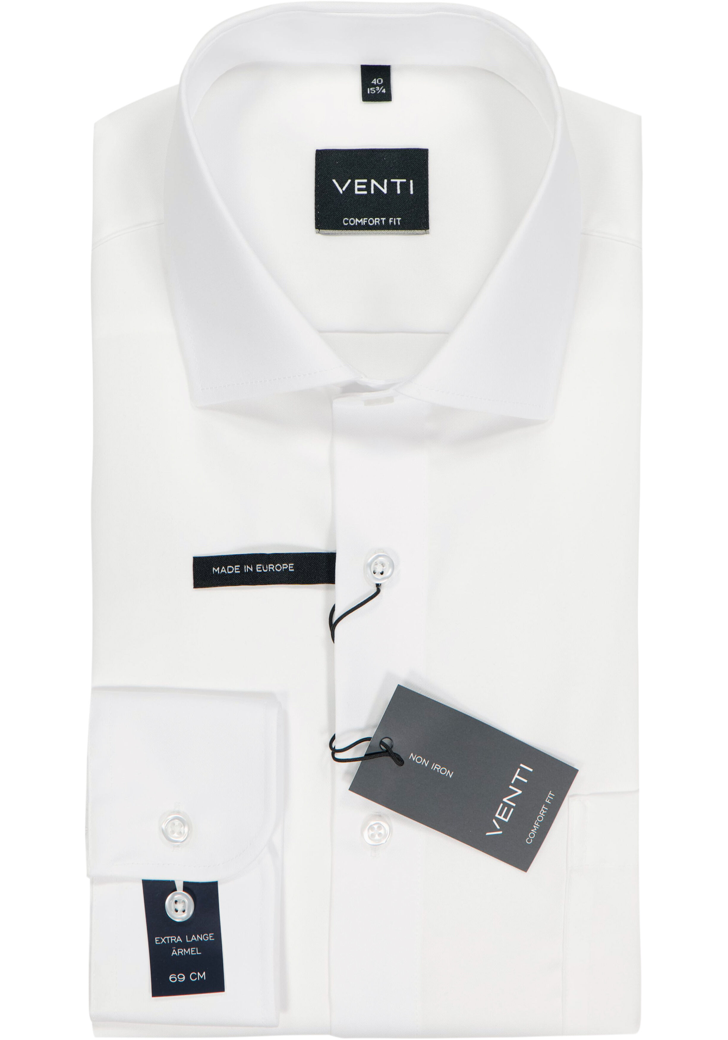 VENTI CASA MODA comfort fit overhemd, mouwlengte 7, structuur, wit