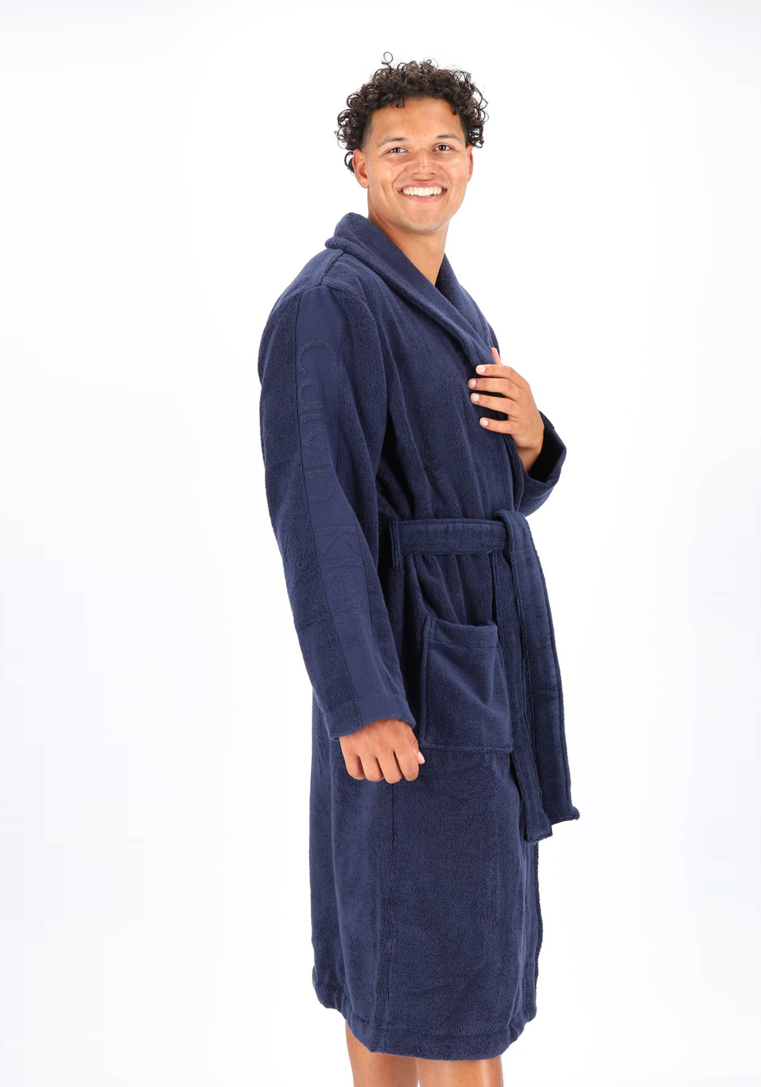 Calvin Klein heren badjas, badstof, blauw 