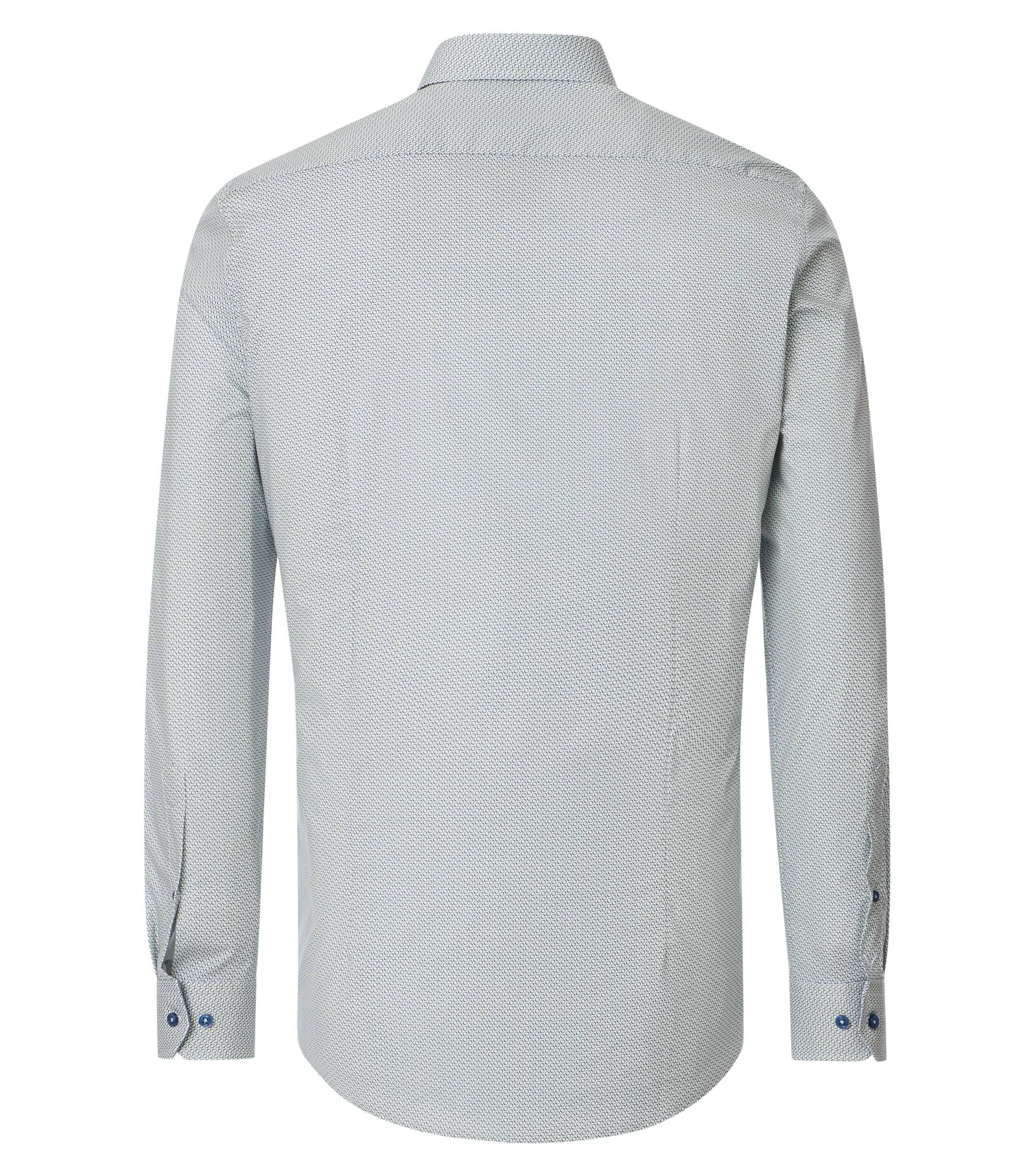 VENTI body fit overhemd, popeline, groen met blauw en wit dessin