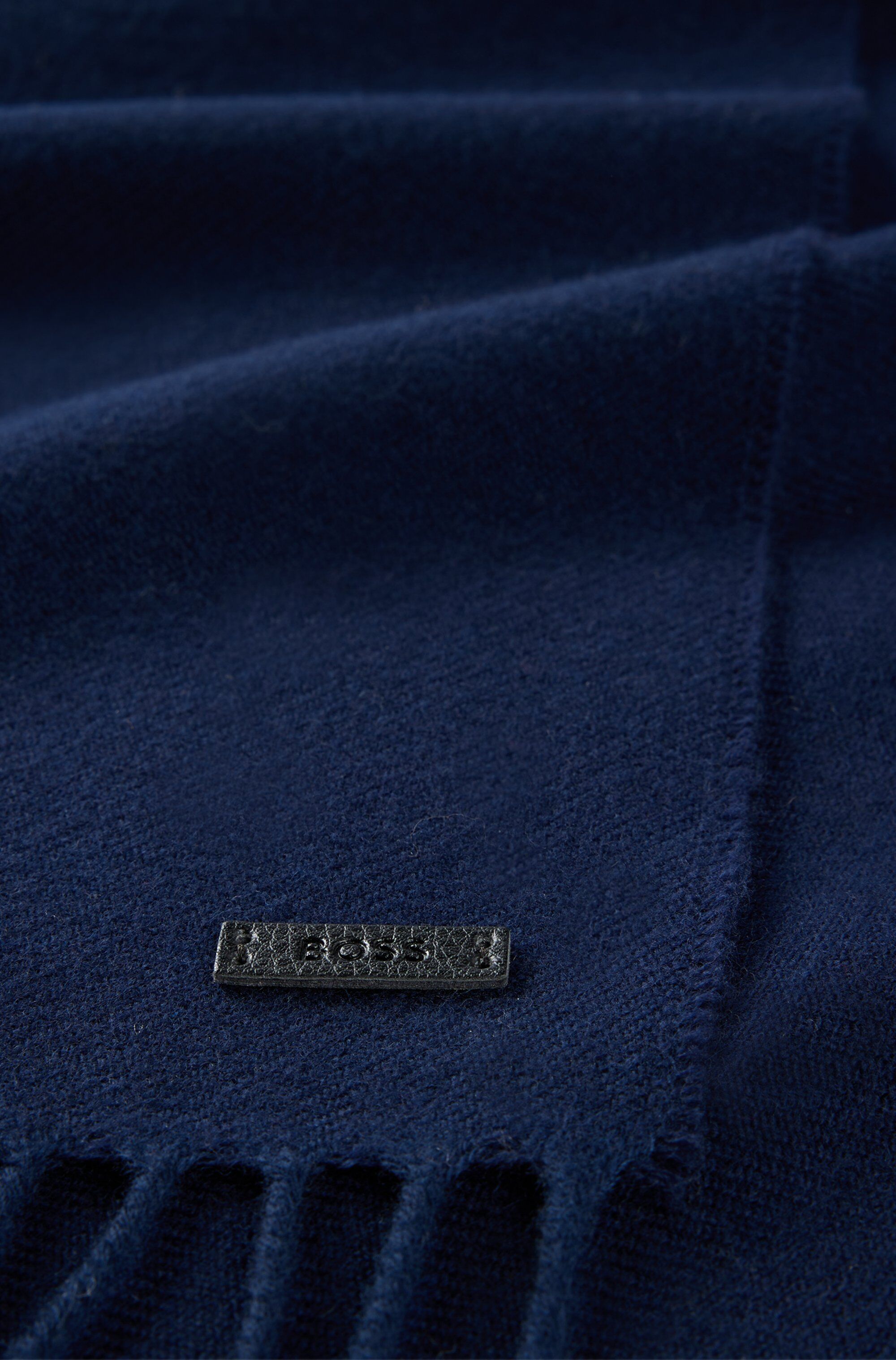 BOSS Naster sjaal wol, heren sjaal gewoven, donkerblauw
