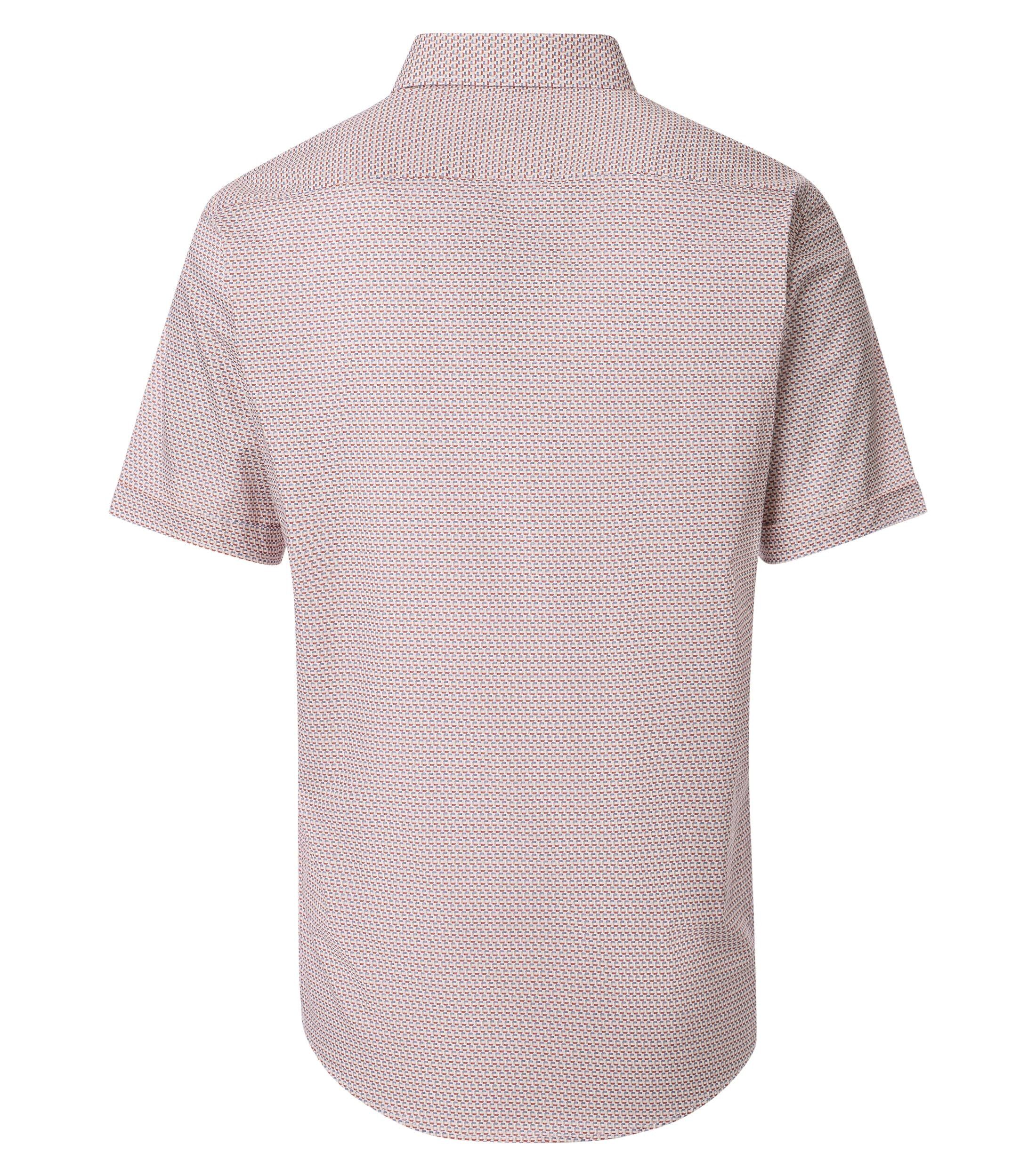 CASA MODA Sport casual fit overhemd, korte mouw, popeline, wit met rood, blauw en beige dessin
