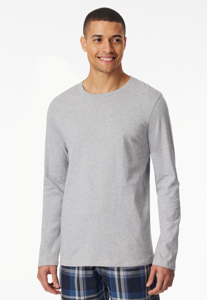 SCHIESSER Mix + Relax Shirt 1/1 arm, heren T-shirt lange mouw, grijsmelange