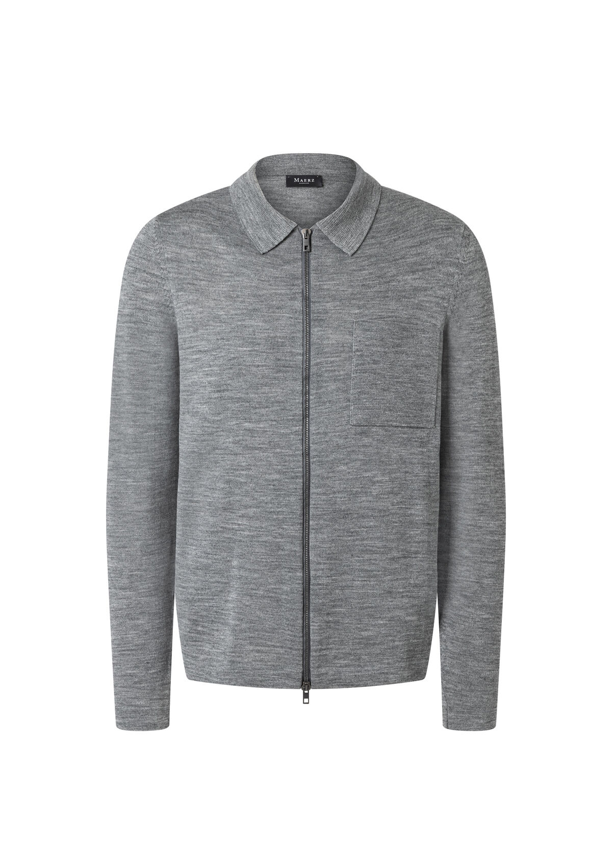 MAERZ Regular Fit heren vest met rits wol, grijs melange