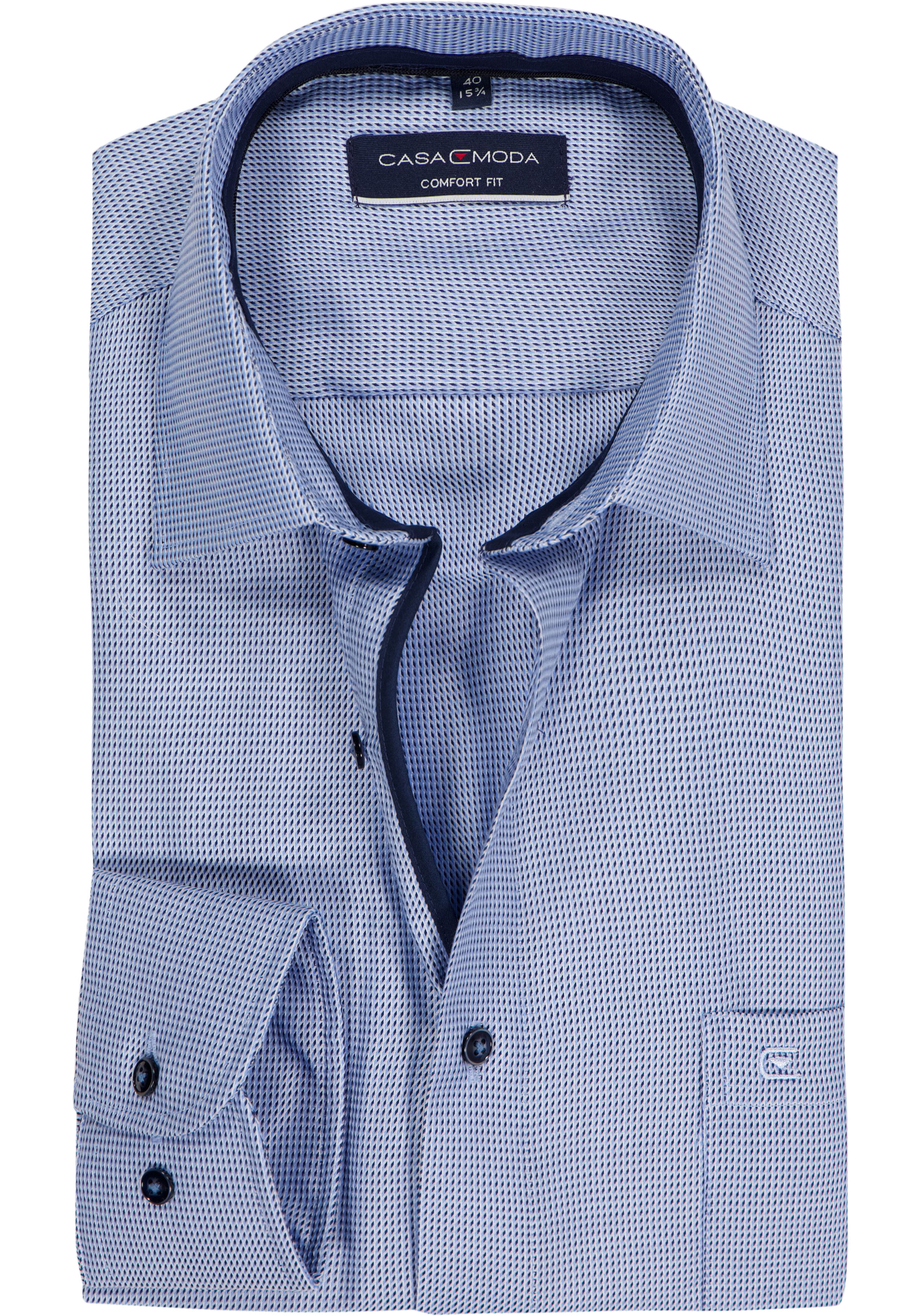 CASA MODA comfort fit overhemd, dobby, blauw