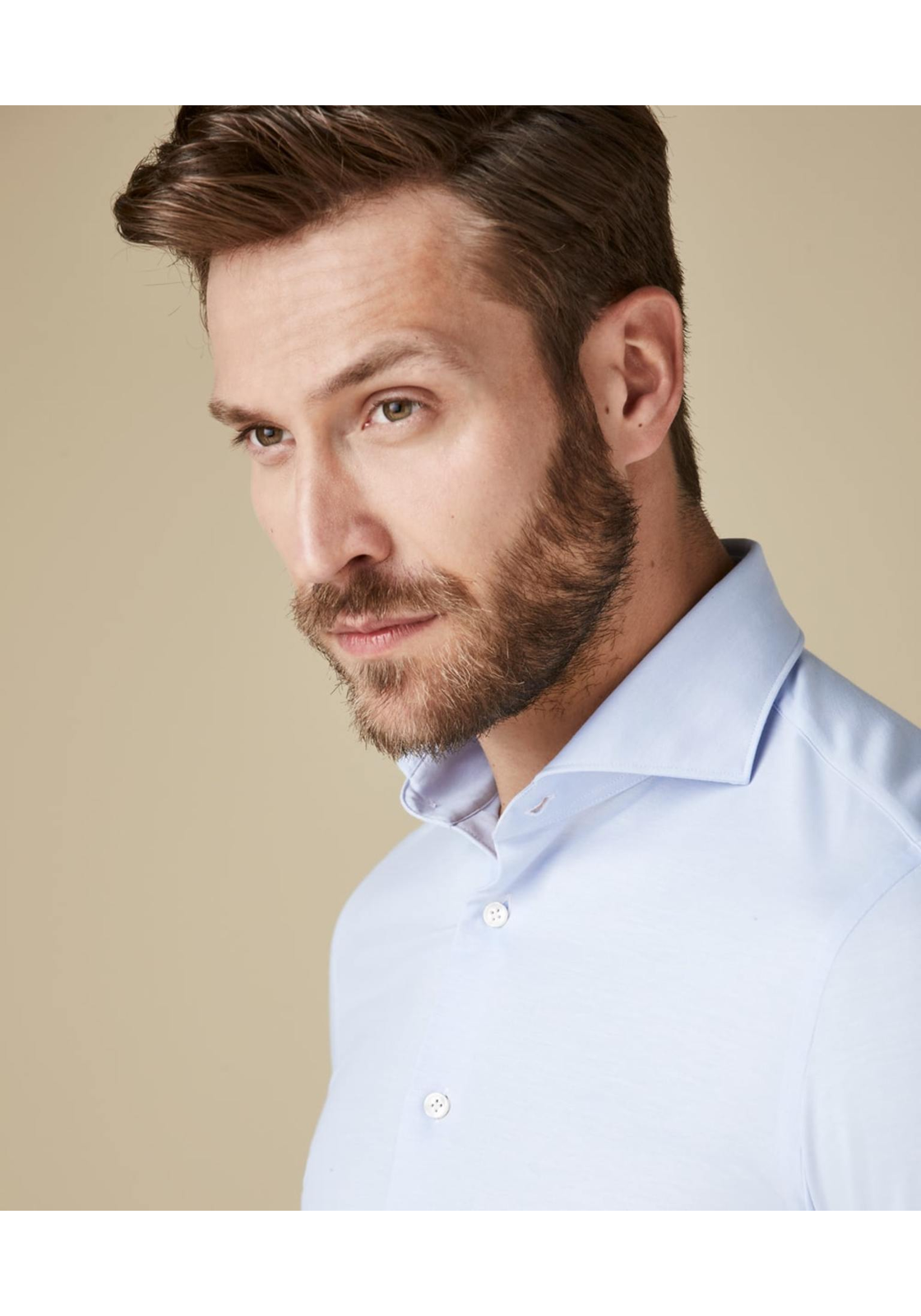 Profuomo slim fit heren overhemd, jersey, lichtblauw Profuomo slim fit heren overhemd, jersey, lichtblauw