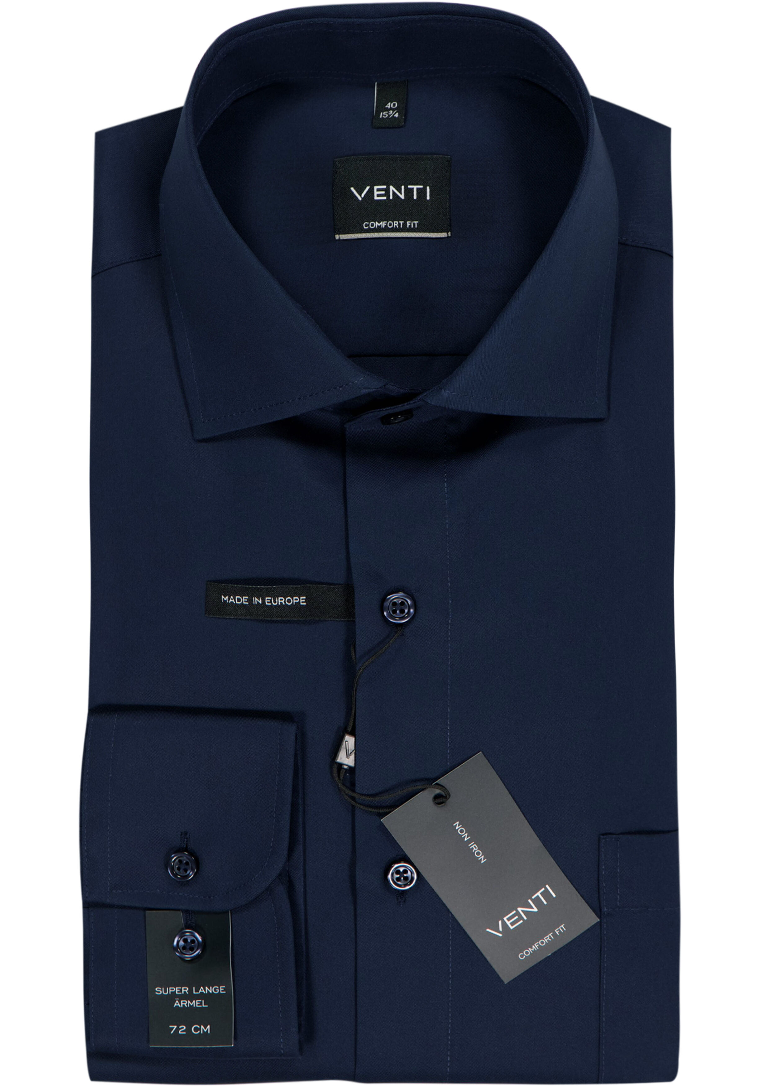 VENTI CASA MODA comfort fit overhemd, mouwlengte 72 cm, structuur, donkerblauw