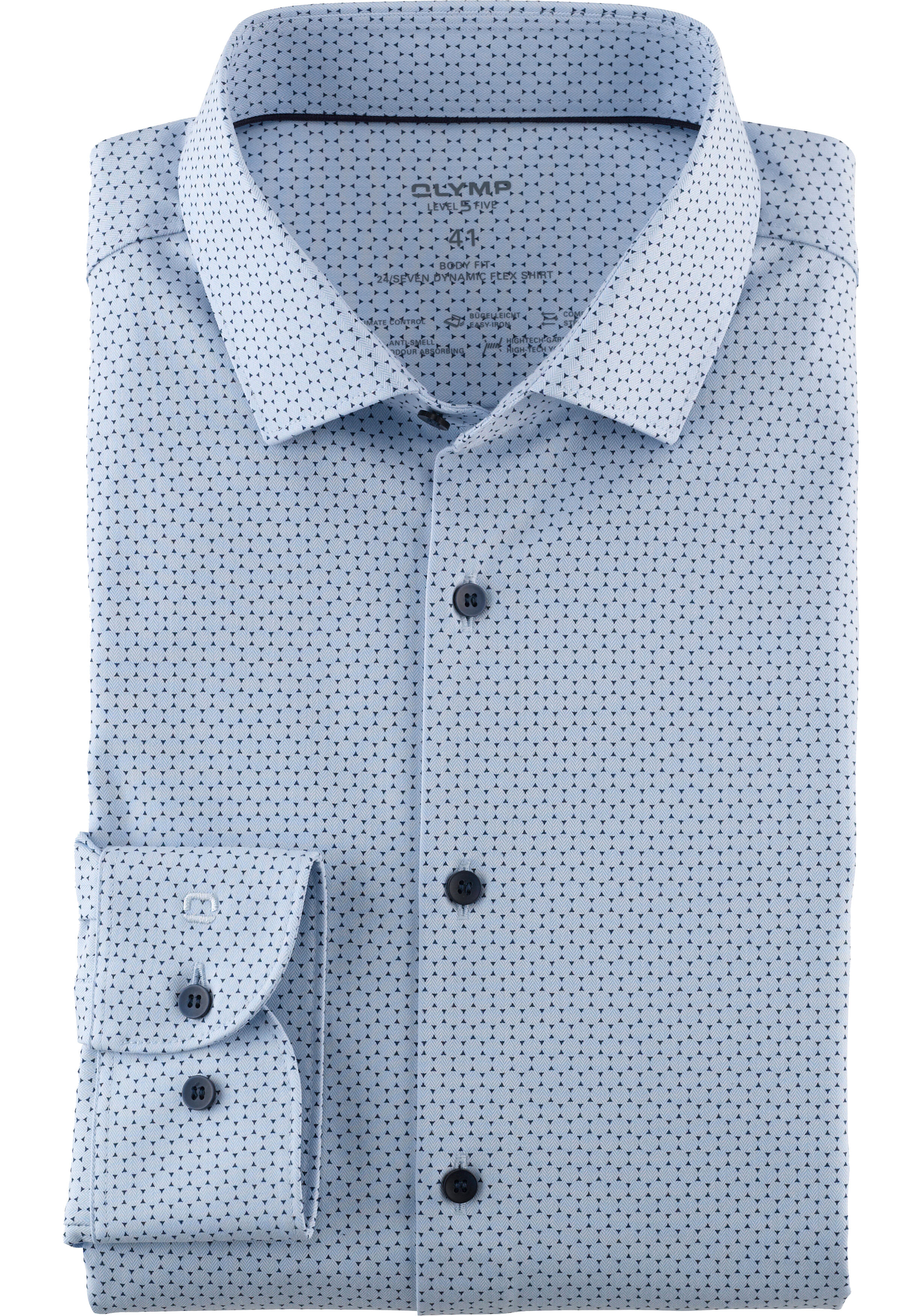 OLYMP 24/7 Level 5 body fit overhemd, popeline, bleu dessin