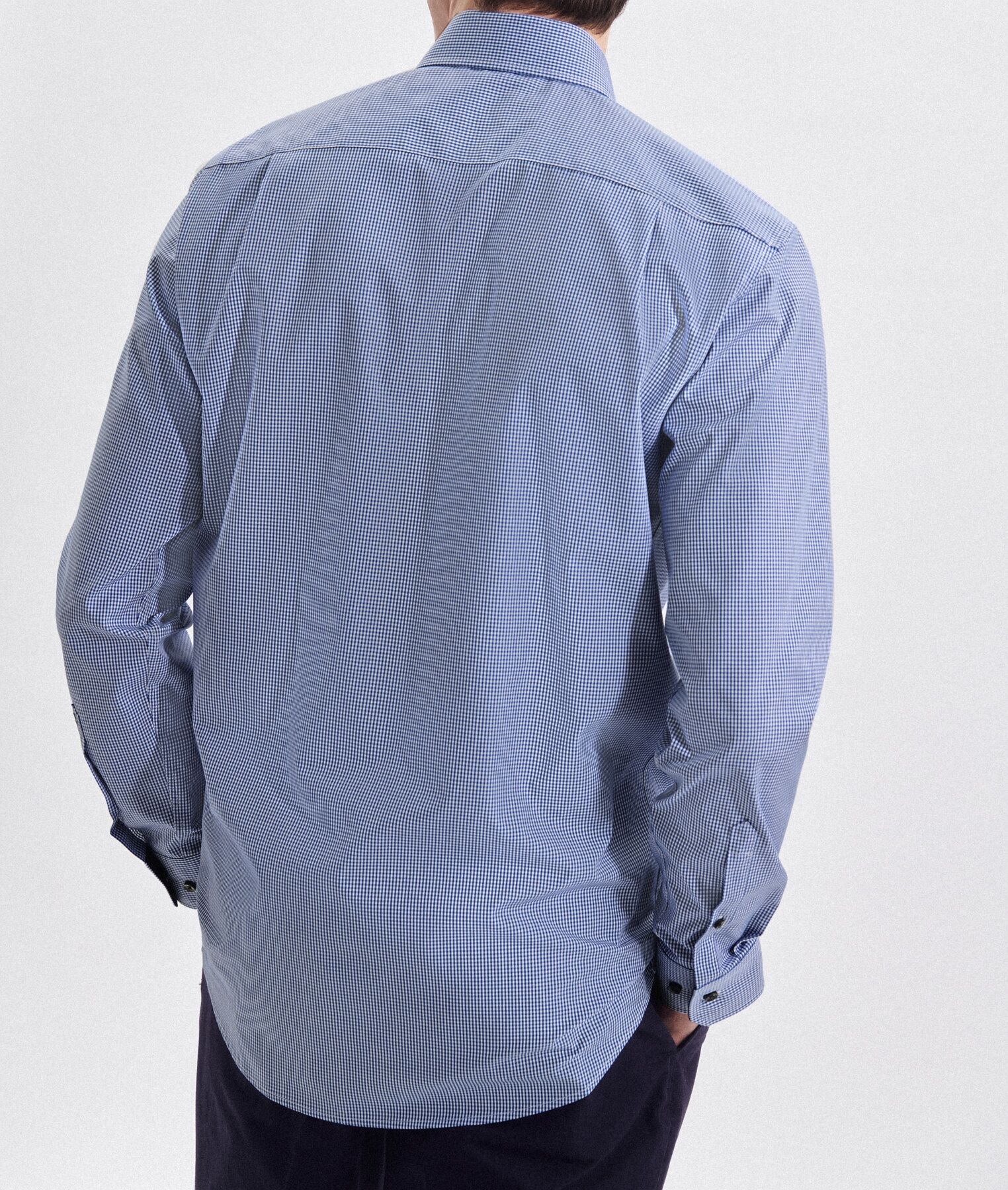Seidensticker regular fit overhemd, popeline, blauw geruit