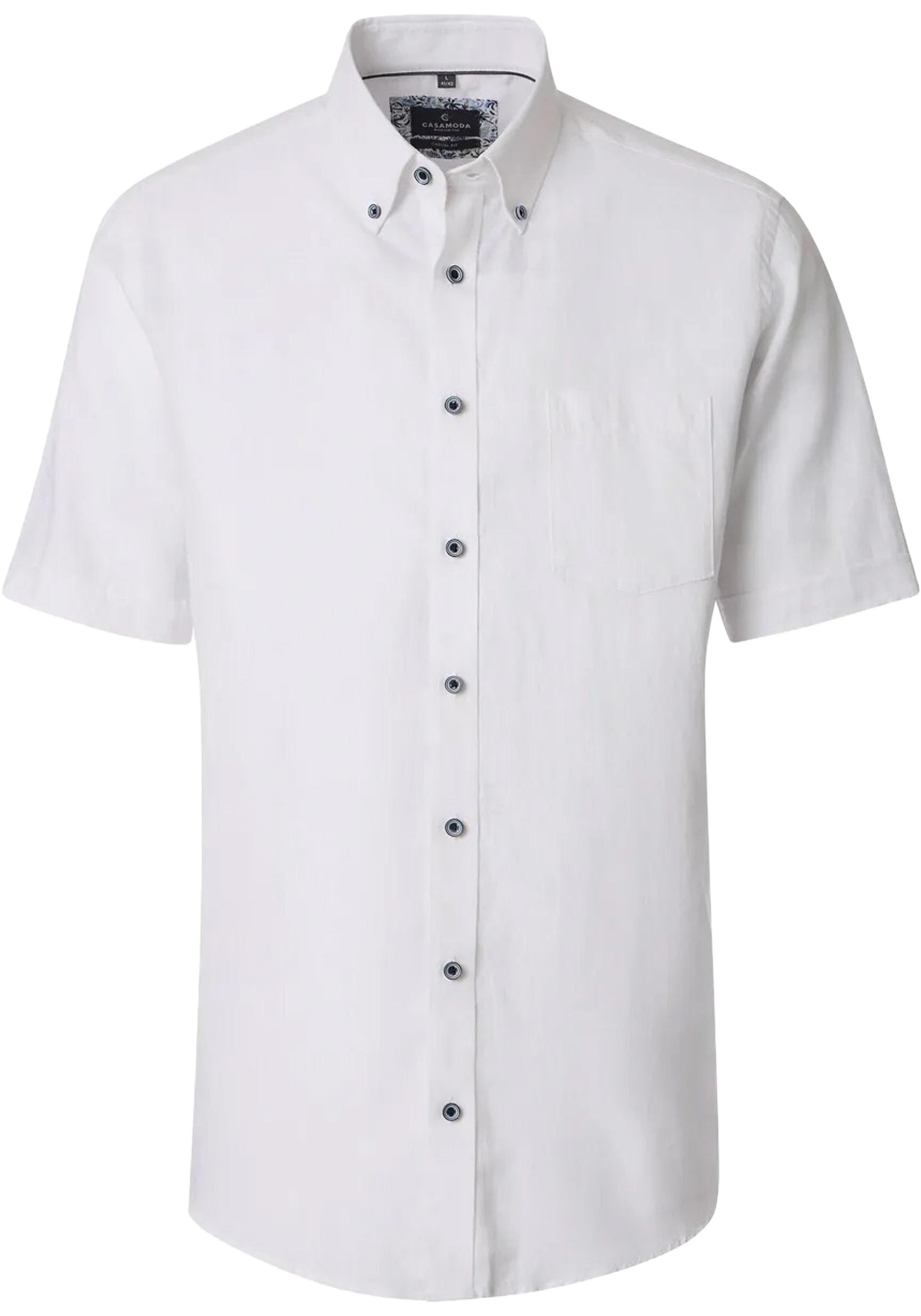 CASA MODA Sport casual fit overhemd, korte mouw, structuur, wit