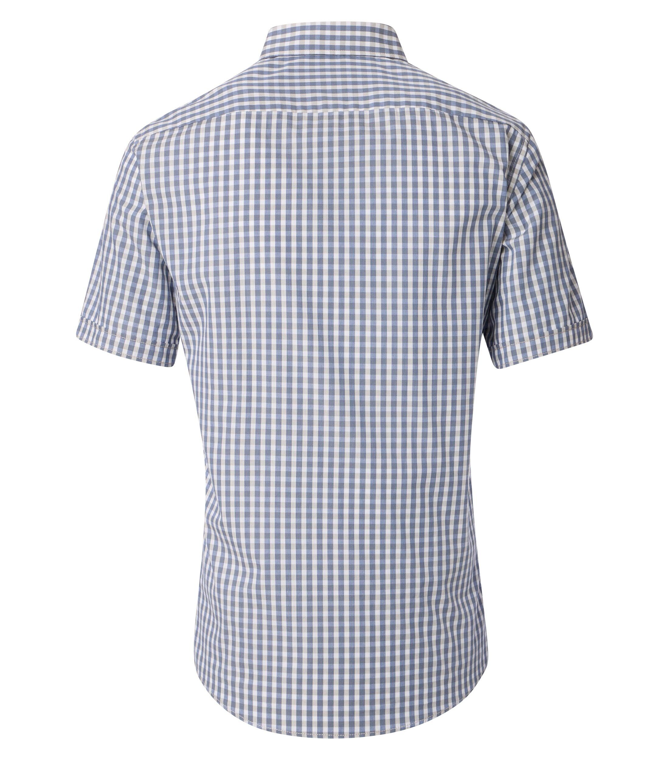 CASA MODA Sport casual fit overhemd, korte mouw, structuur, wit met groen en blauw geruit