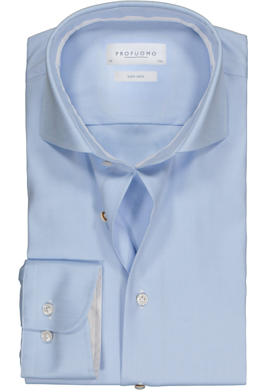 Profuomo slim fit overhemd, 2-ply twill, lichtblauw (contrast)  Profuomo slim fit overhemd, 2-ply twill, lichtblauw (contrast)