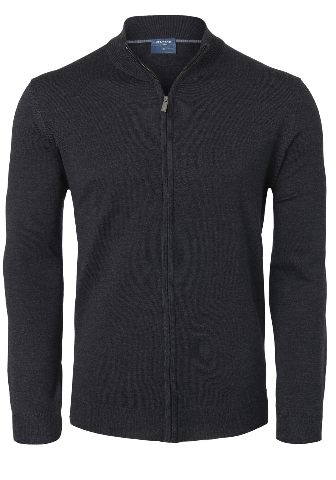 OLYMP modern fit vest wol, antraciet grijs met rits