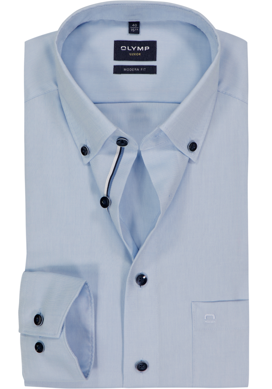 OLYMP Luxor modern fit overhemd, mouwlengte 7, pinpoint, lichtblauw OLYMP Luxor modern fit overhemd, mouwlengte 7, pinpoint, lichtblauw